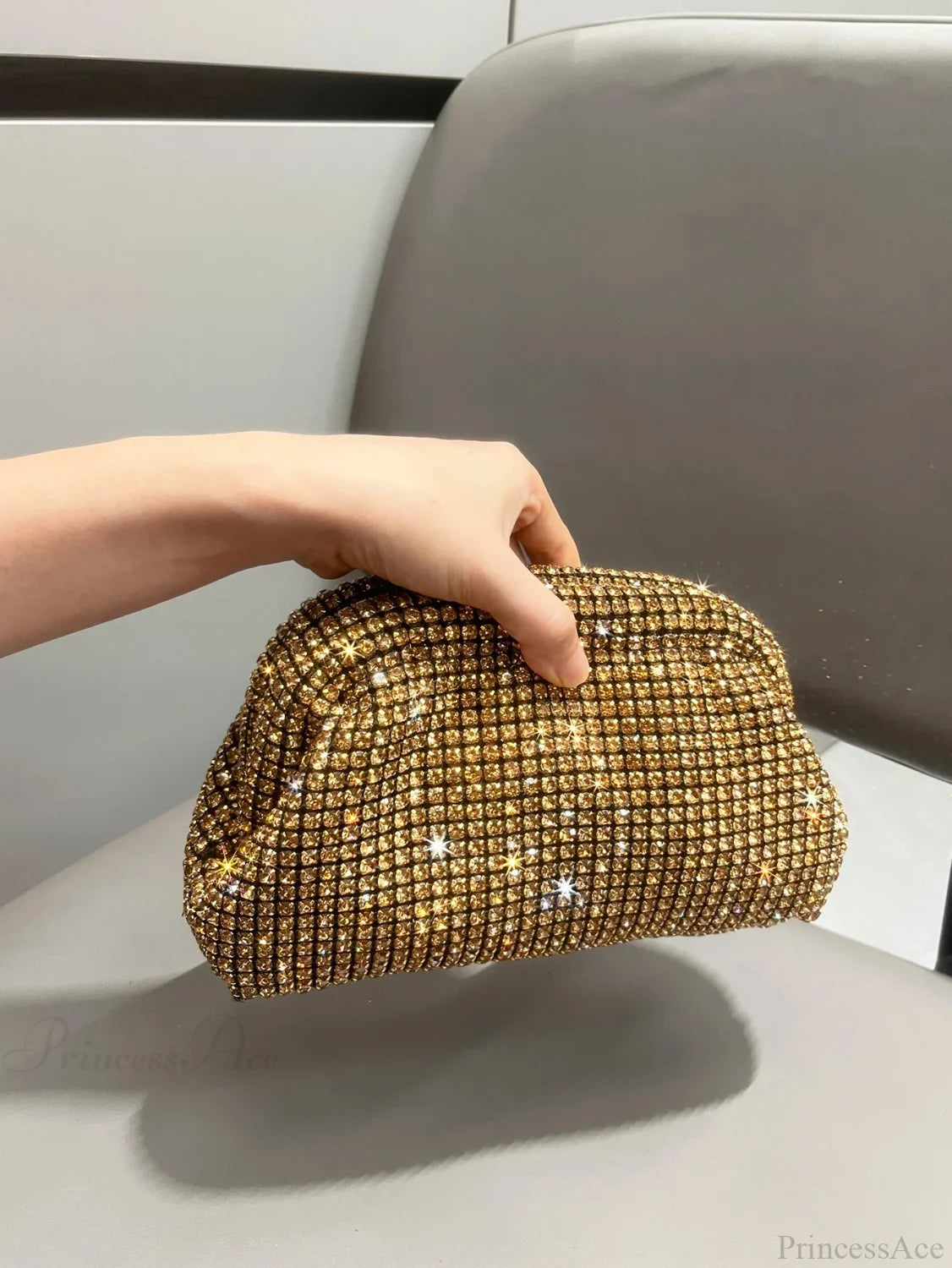 Rhinestones Designer Clutch Evening Bag Gold clutchbag-250126