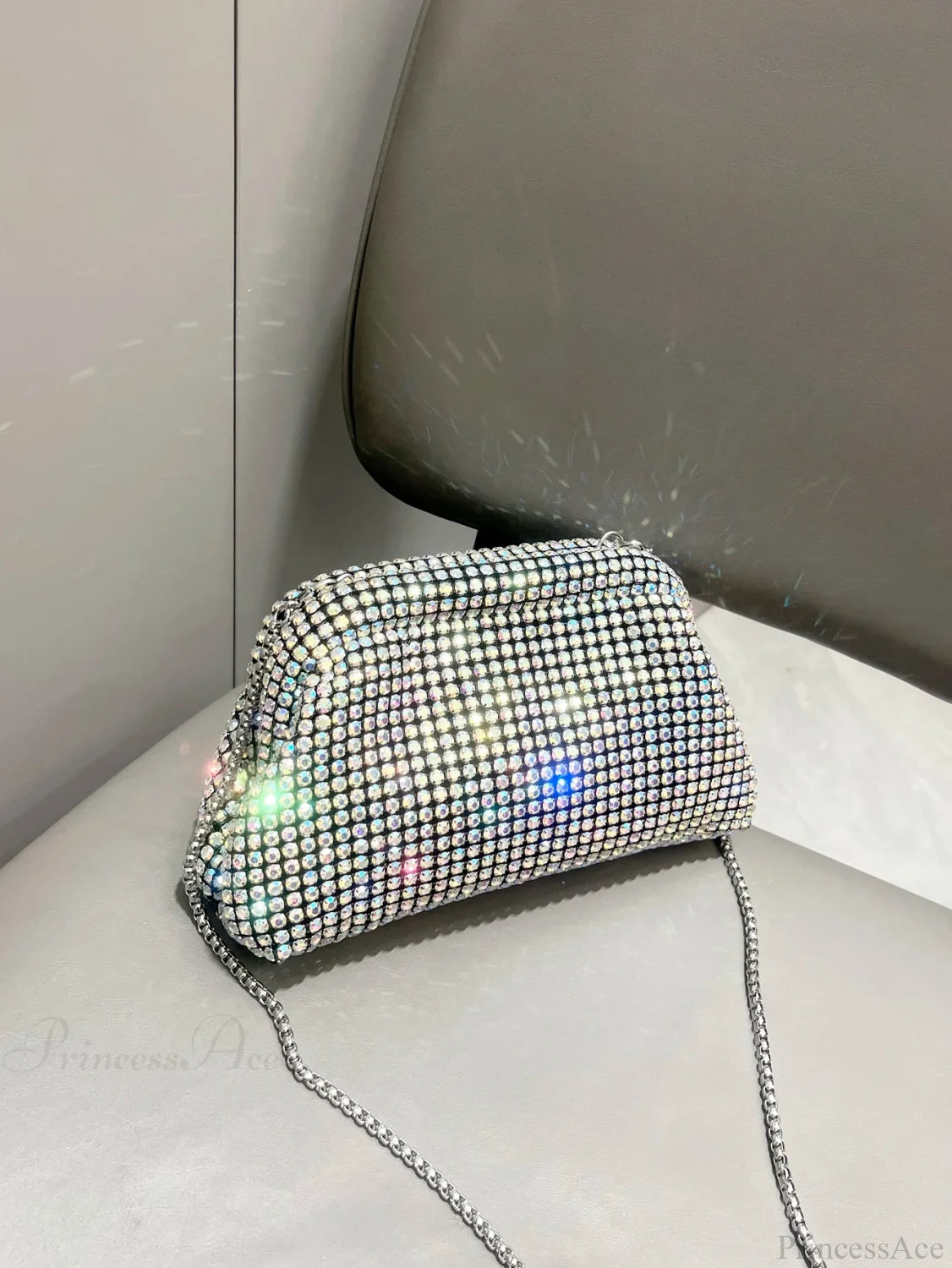 Rhinestones Designer Clutch Evening Bag Silver AB clutchbag-250126