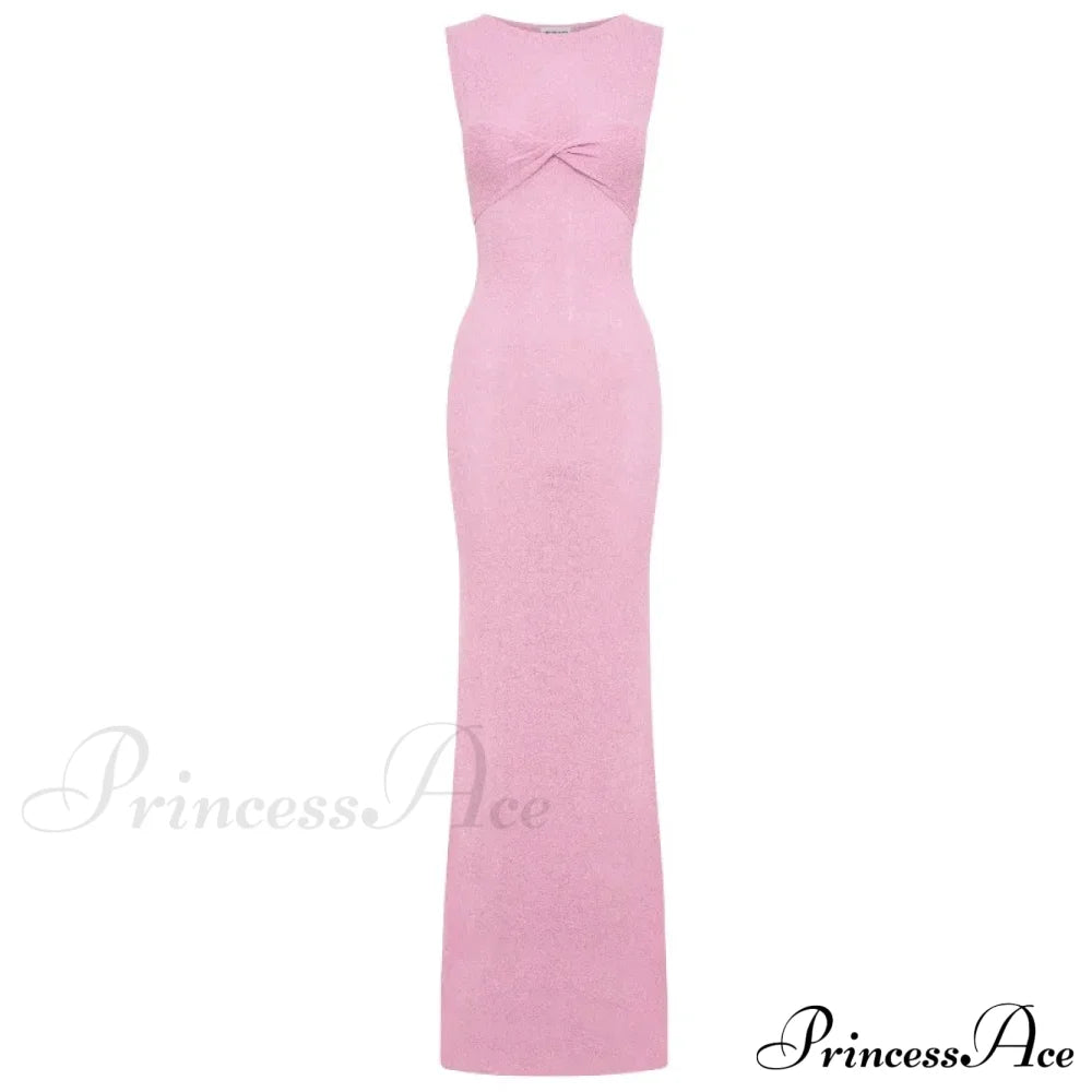 Ribbed Knit Bandeau Charming Sleeveless Midi Dress