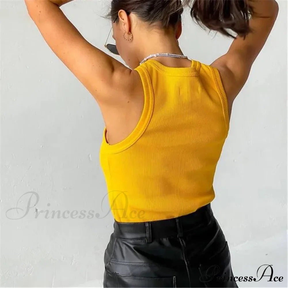 Ribbed Knitteds Neck Summer Shirts White Black Casual Sport Vest Off Shoulder Green Women’s Tank