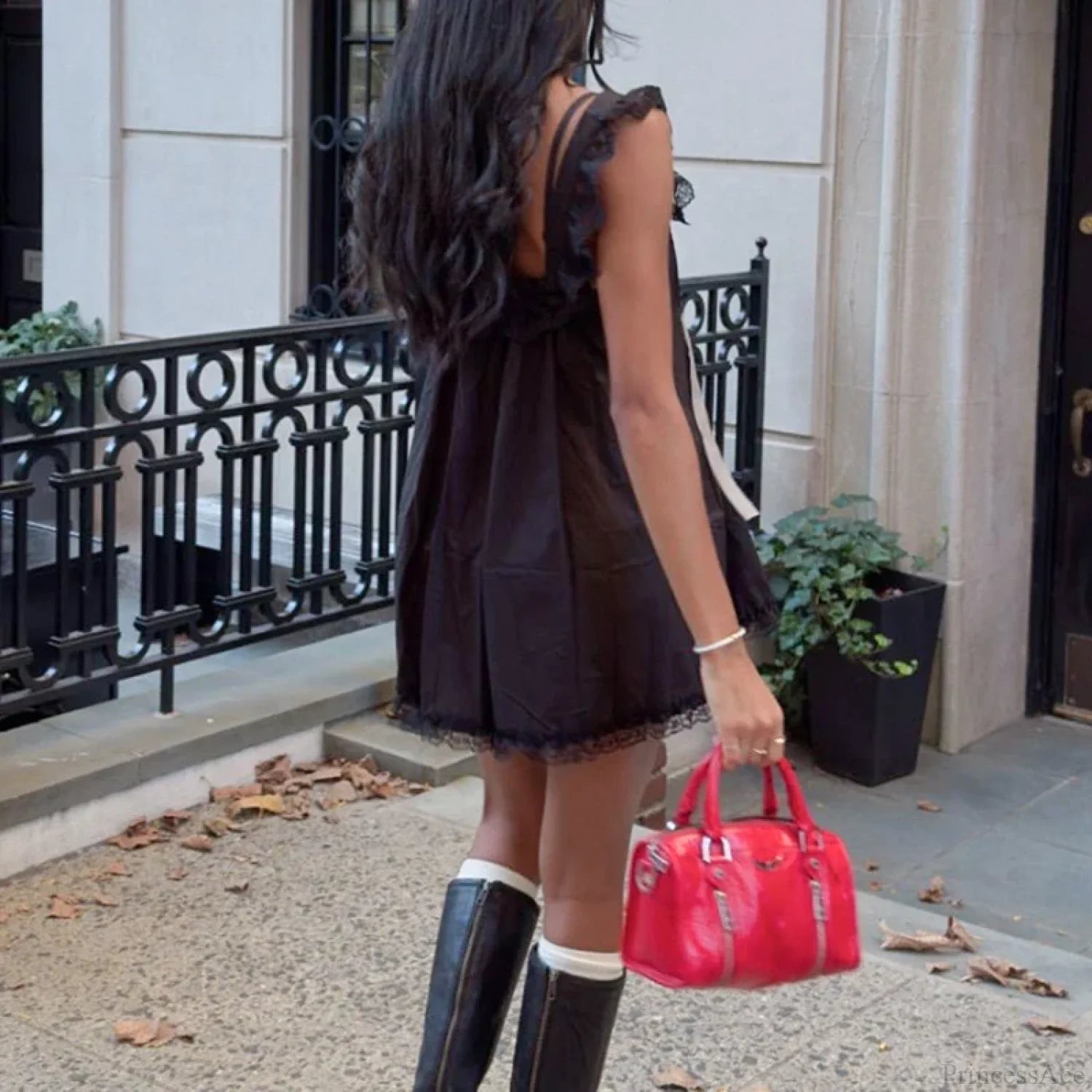 Ribbon Bow Babydoll Mini Dress minidress-250223