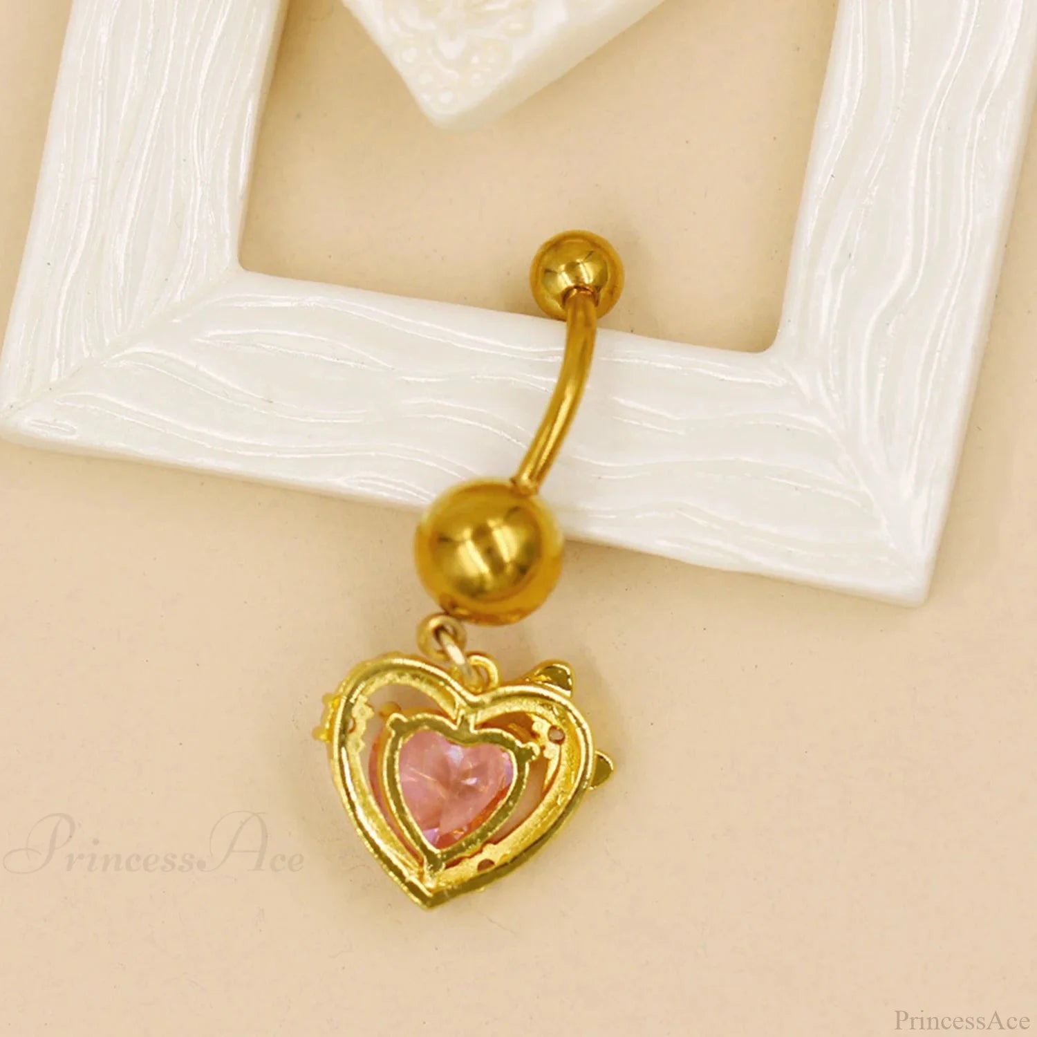 Rose Center Gothic Zircon Navel Ring Gold-color / CHINA