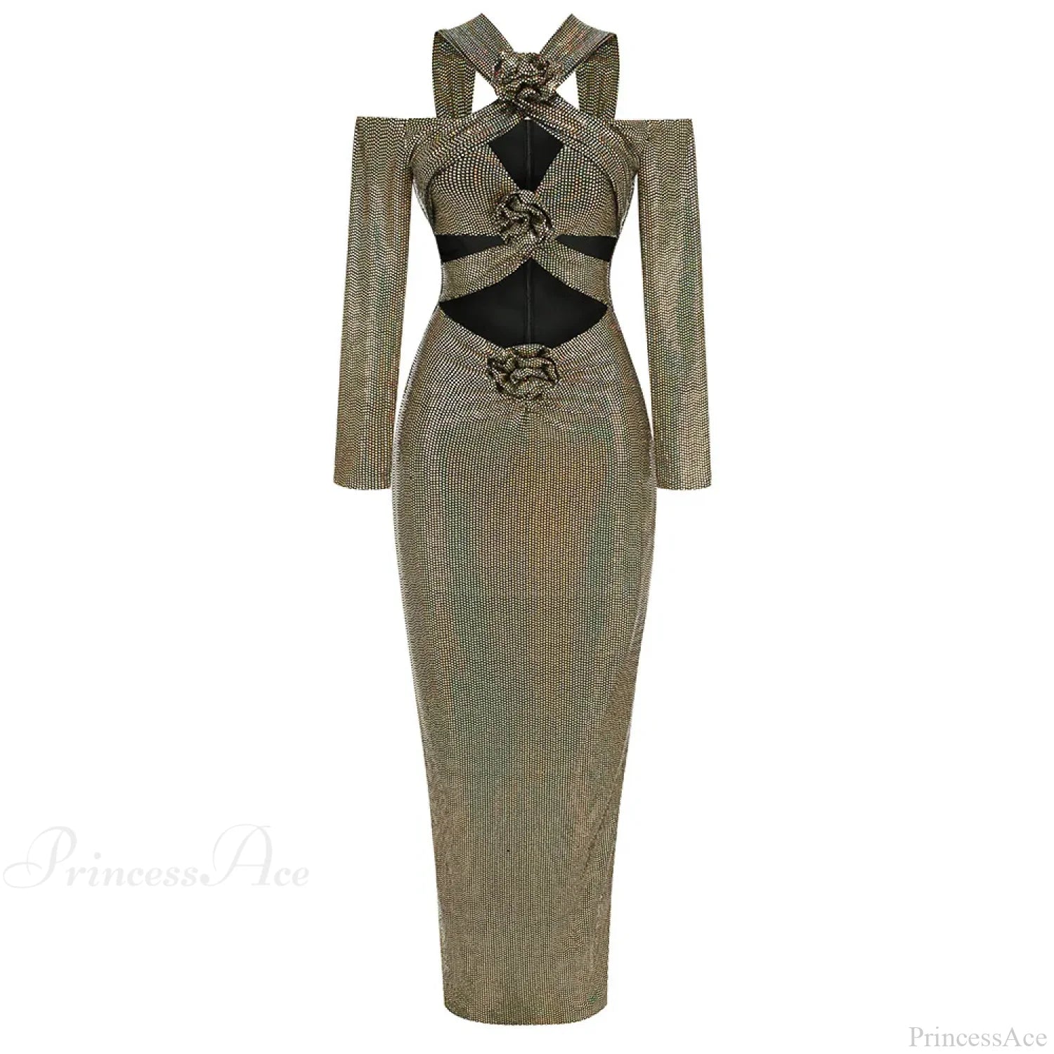 Rosered Long Sleeve Sequins Party Dress Champagne / Xs Partydress-241208