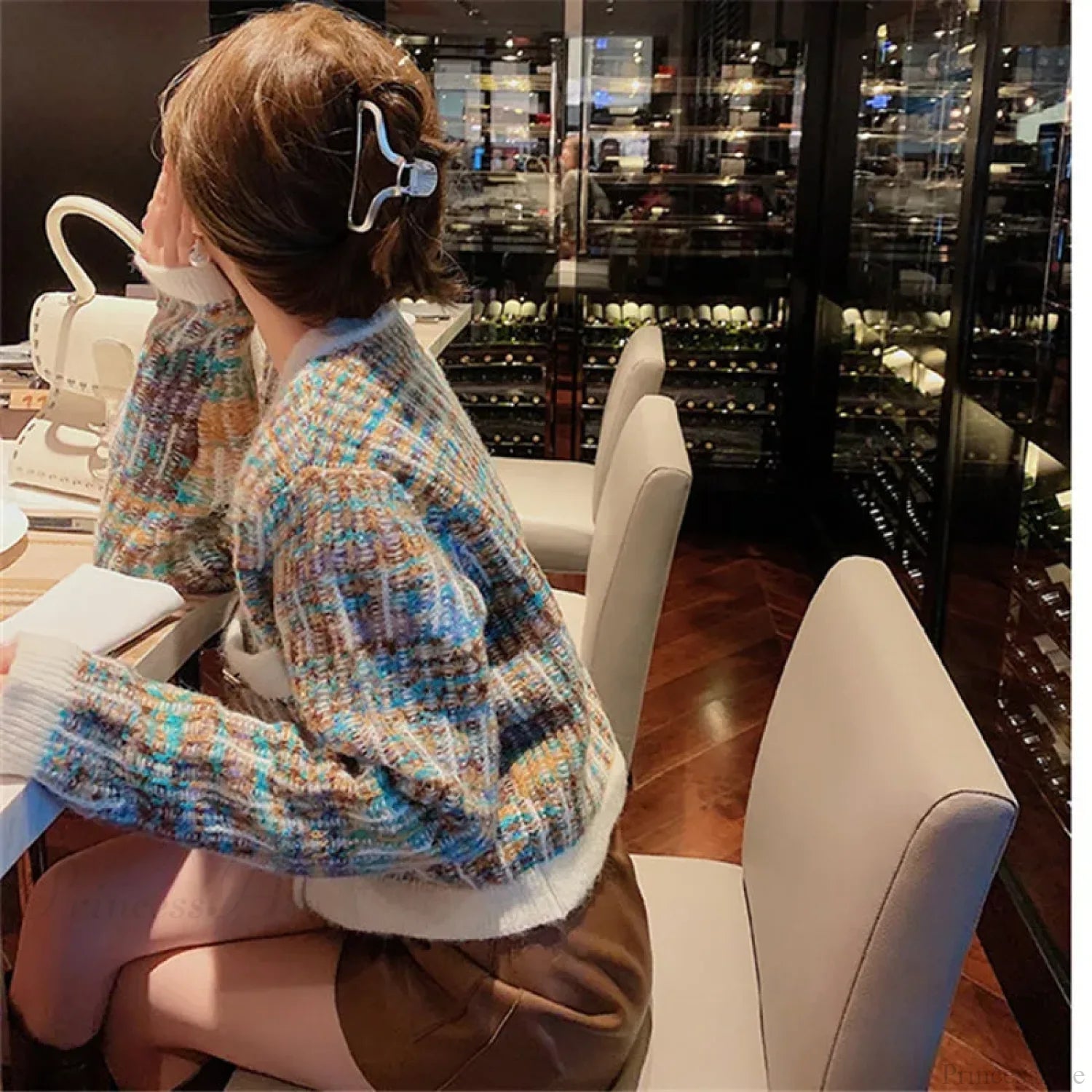 Round Neck Color Matching Knit Autumn Cardigan cardiagn-250126