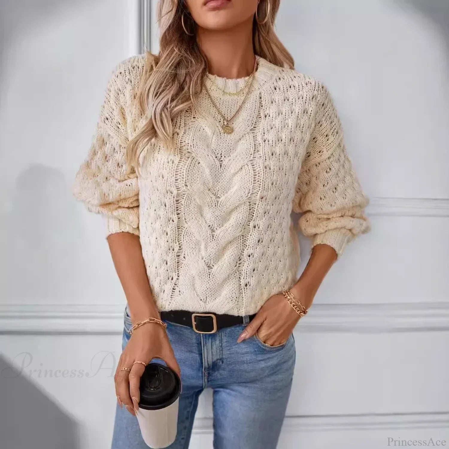 Round Neck Hollow Out Sweater