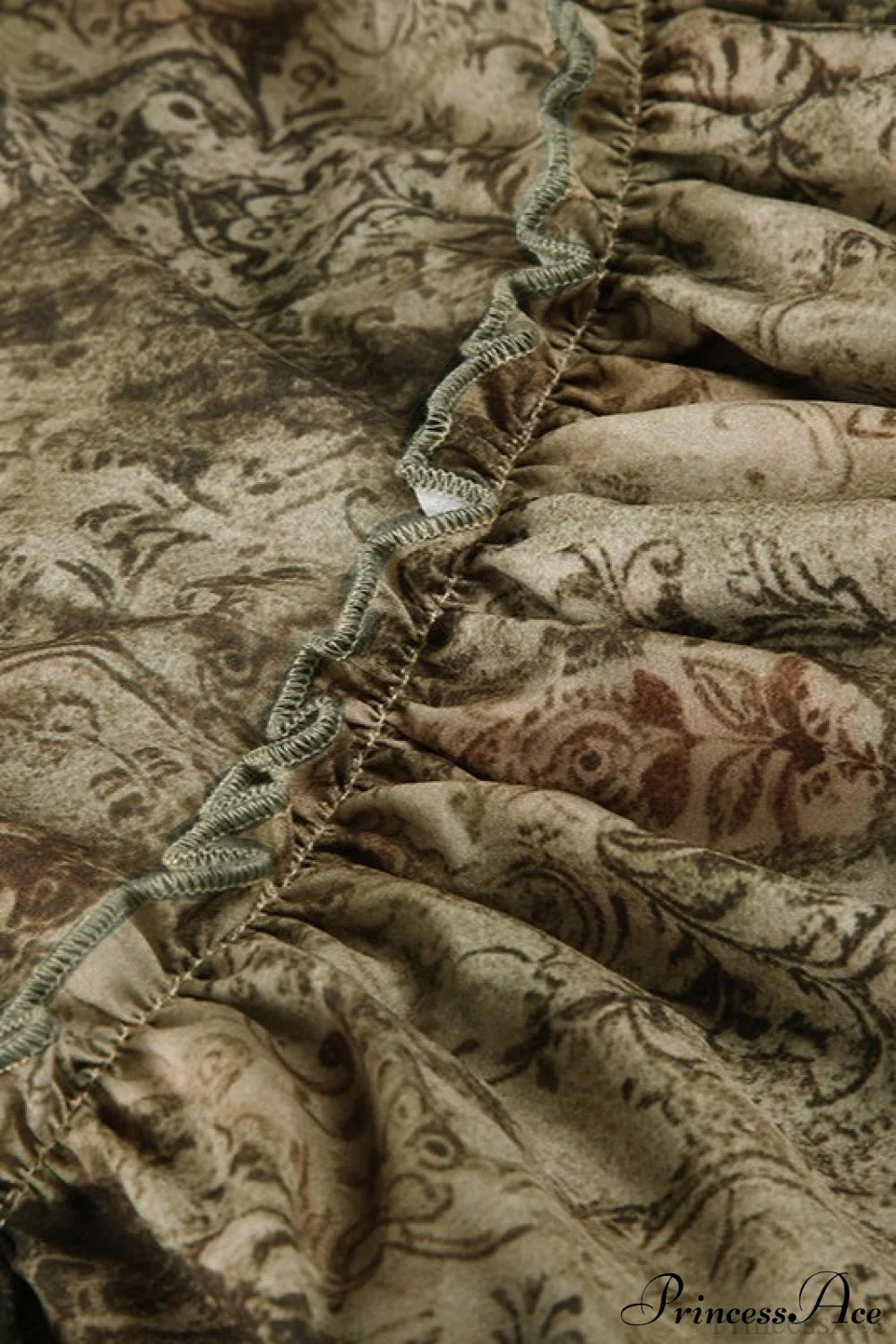 Ruched Botanical Tie Waist Skirt