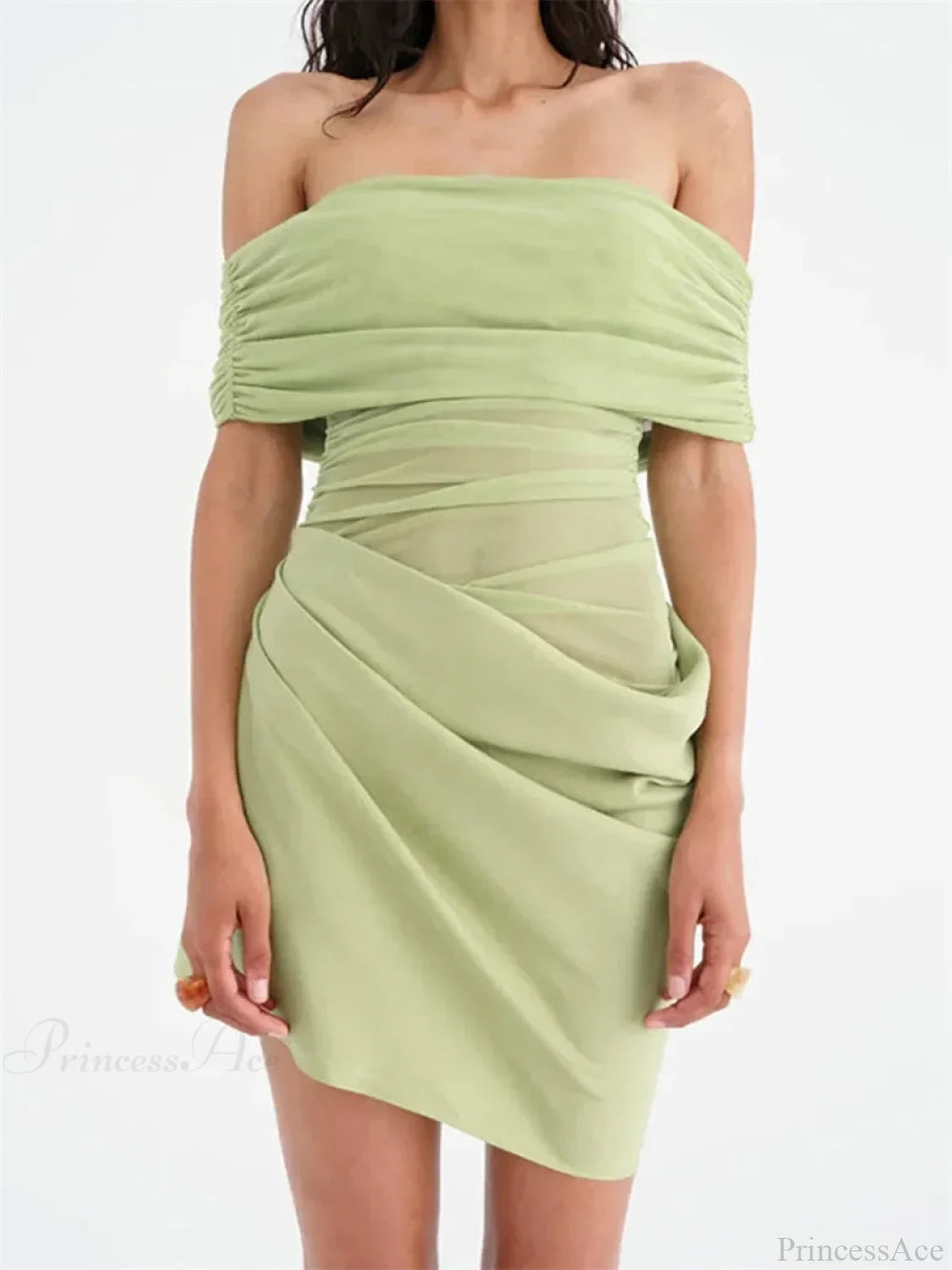 Ruched Mesh Party Mini Dress minidress-250223