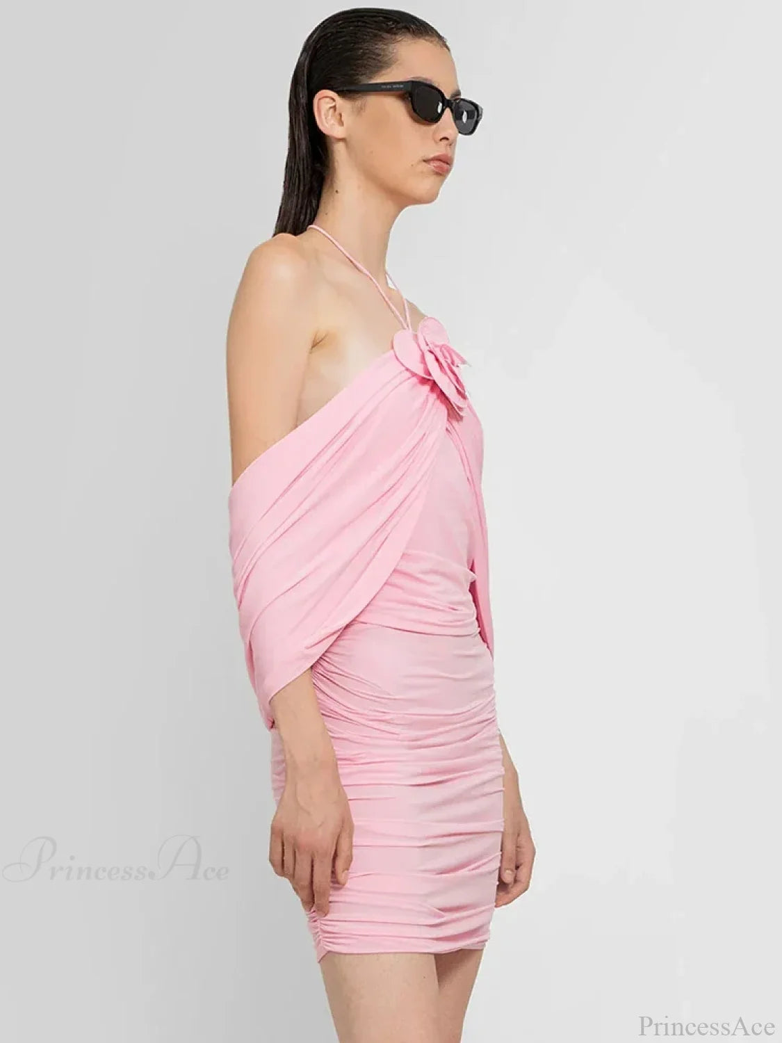 Ruched Off-Shoulder Black Party Dress Partydress-241208