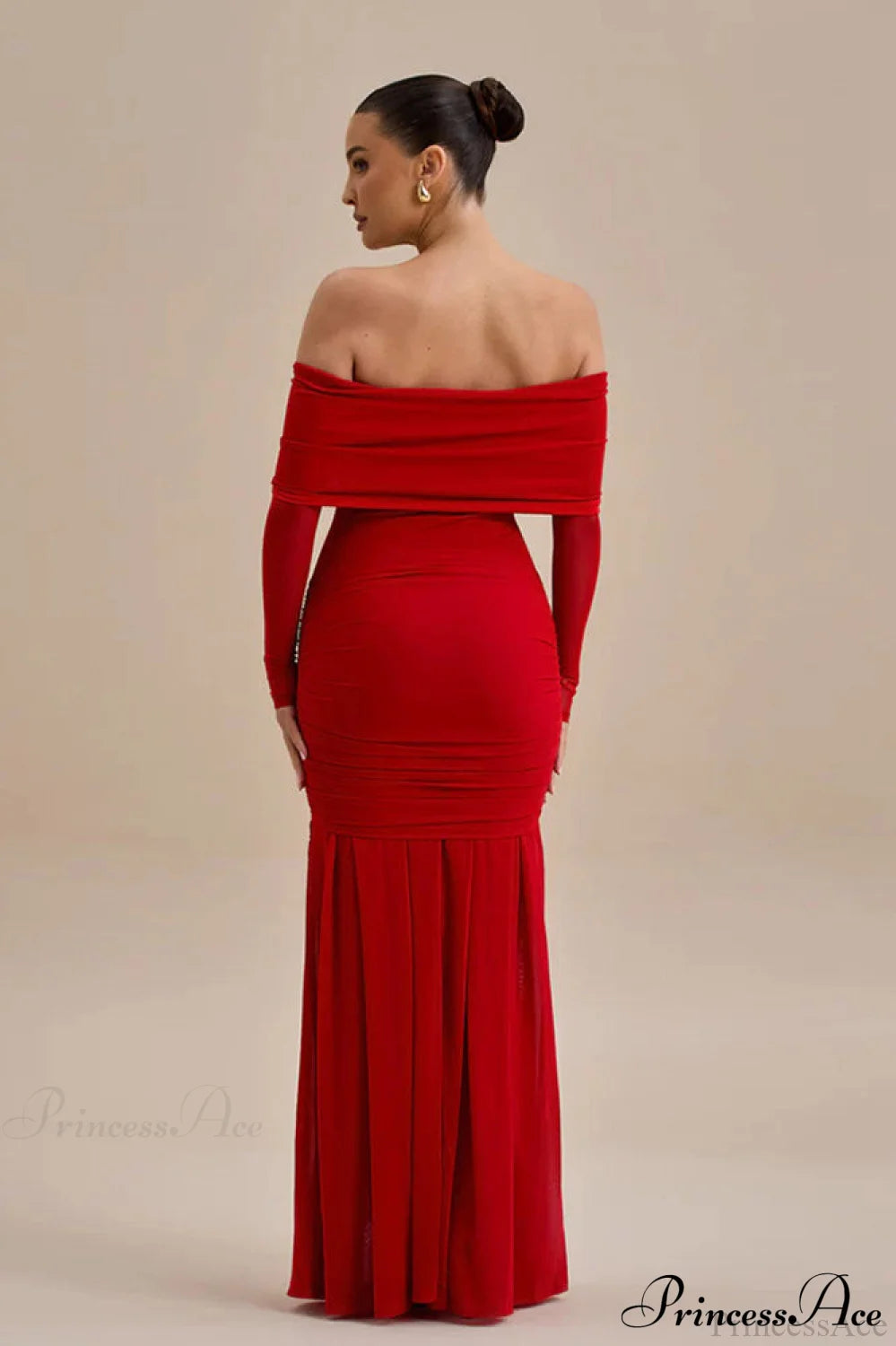 Ruched Off Shoulder Floral Bodycon Maxi Dress