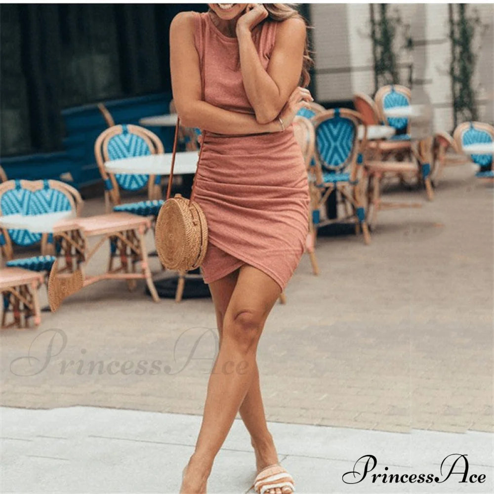 Ruched Side Bodycon Dress S / Red Short Bodycon Slim Dress