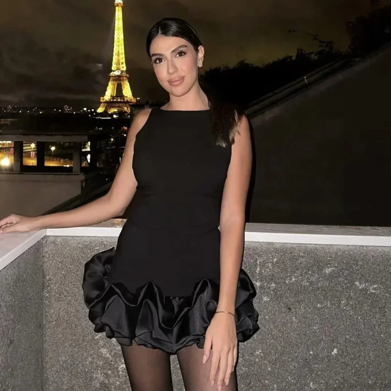 Ruffle Backless Bodycon White Black Red Mini Dress Black / XS minidress-250223