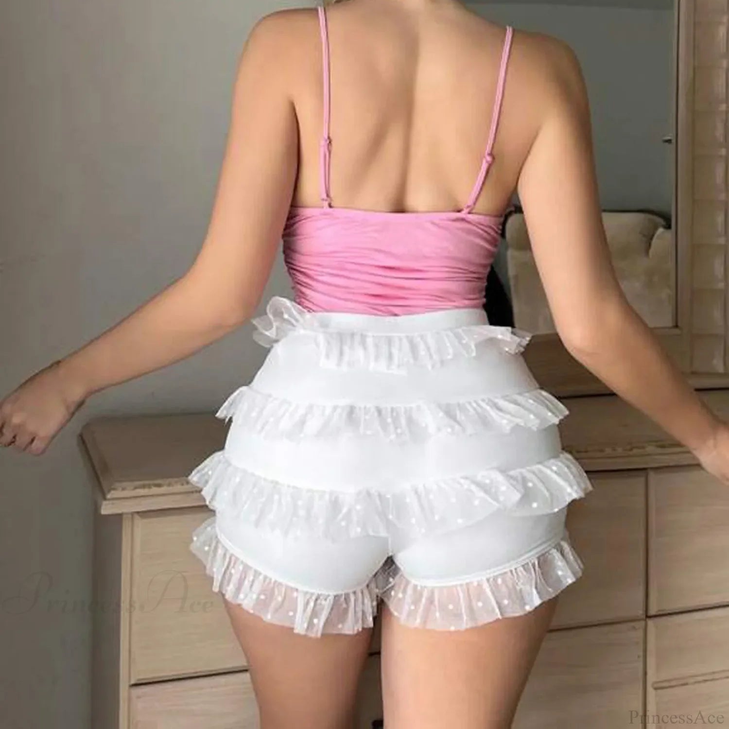 Ruffle Frilly Lace High-Waist Short short-250223