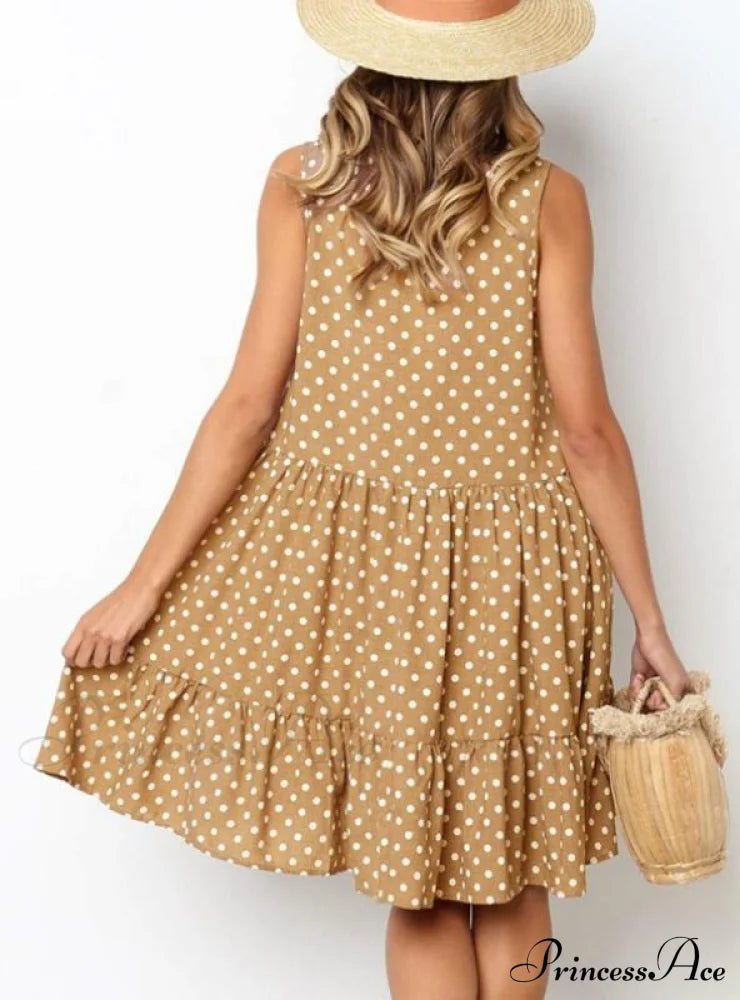 Ruffle Print Dress For Women - Spring/Summer S / Yellow Dresses