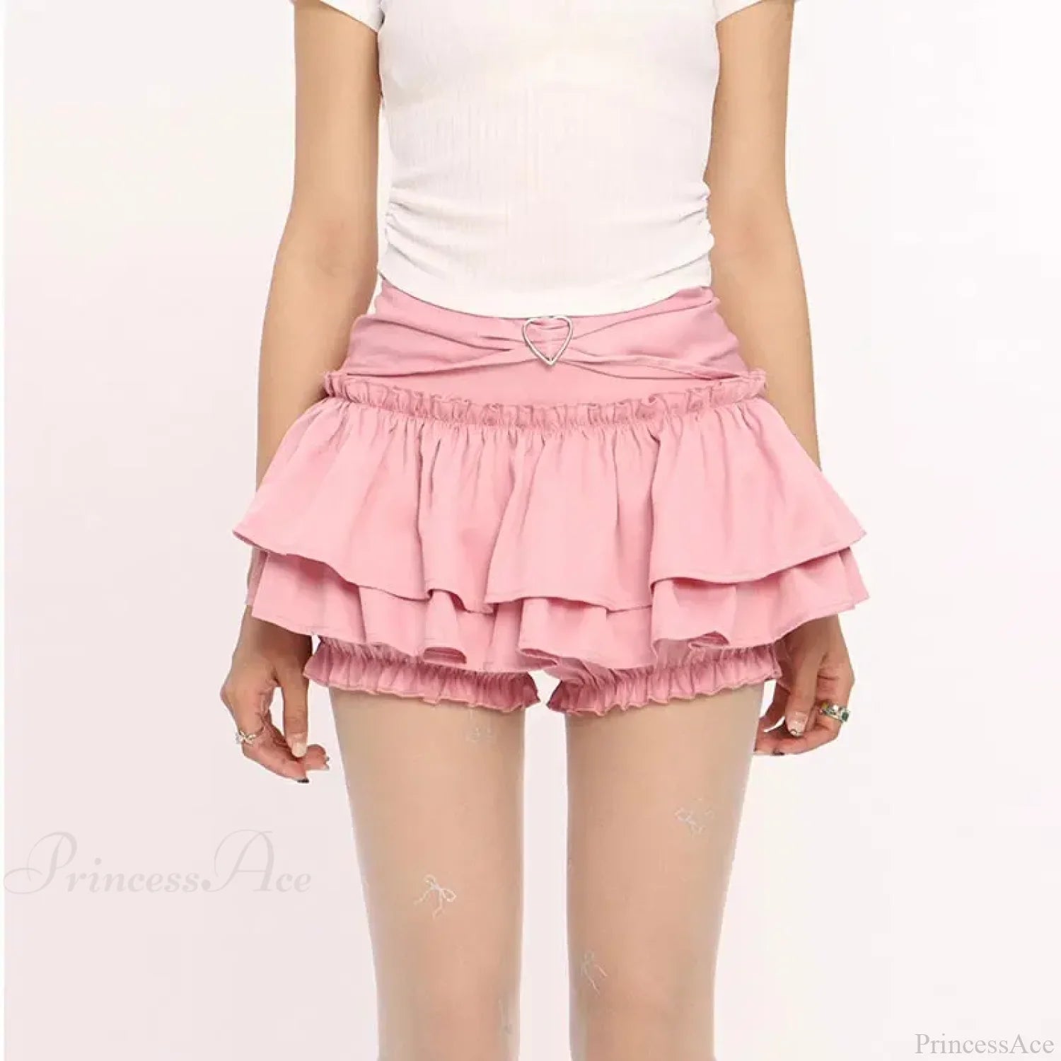 Ruffle Slim Cake Layer Skirt Pink / S skirts-250223