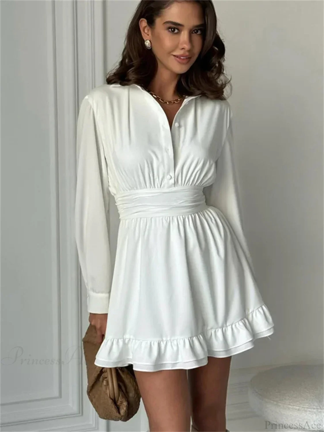 Ruffled Bandage Lace-Up Mini Dress minidress-250223