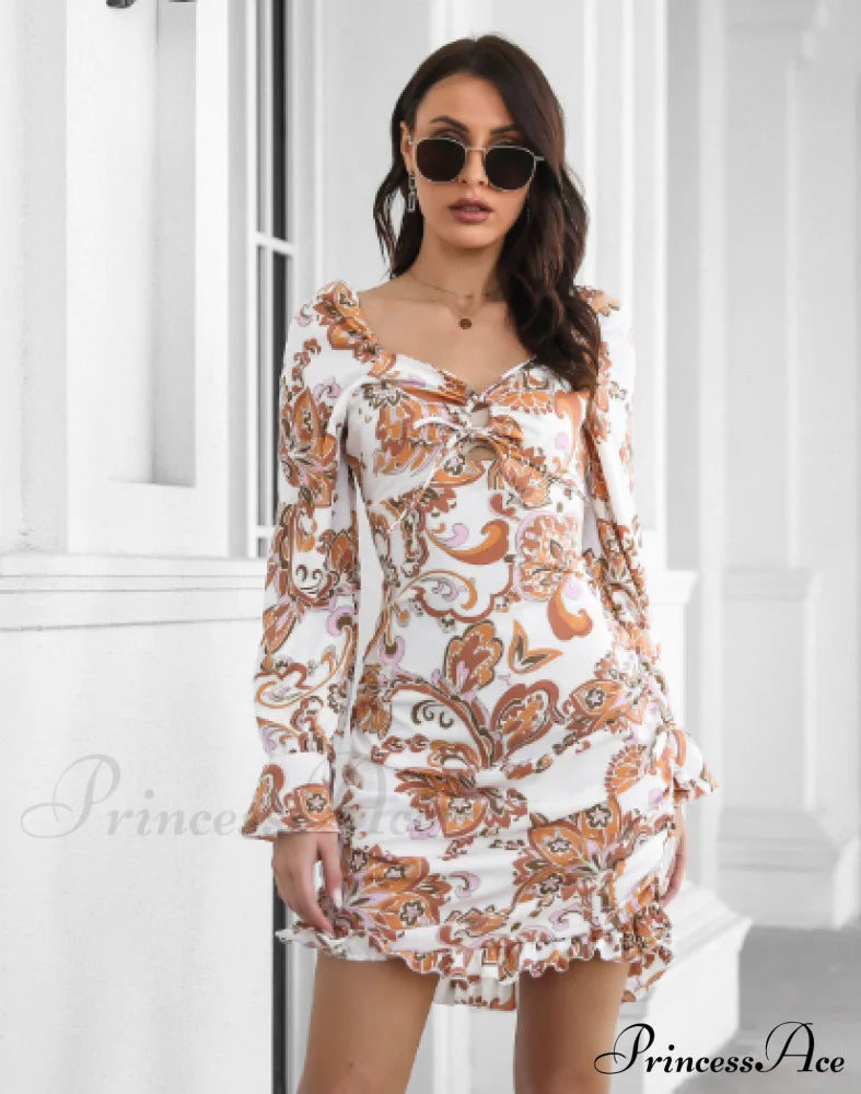 Ruffled Skirt With Printed Word Collar S / Green