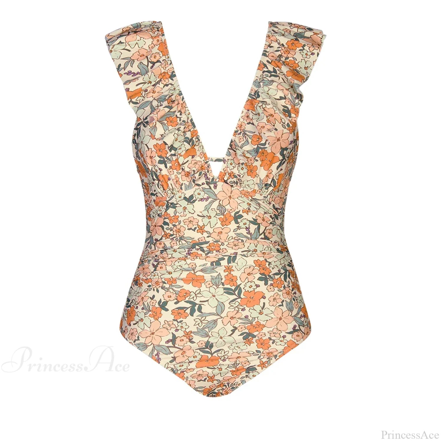 Ruffled Tie Back Floral One Piece Set color3 / XS