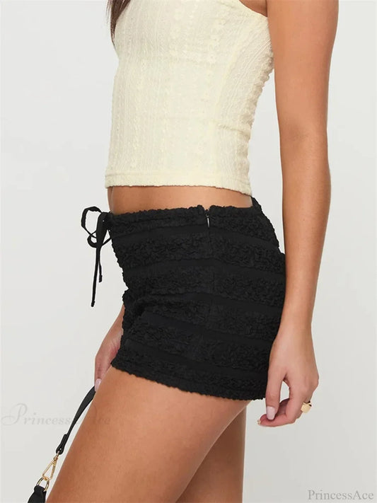 Ruffled Tie-Up Elastic Waist Short short-250223