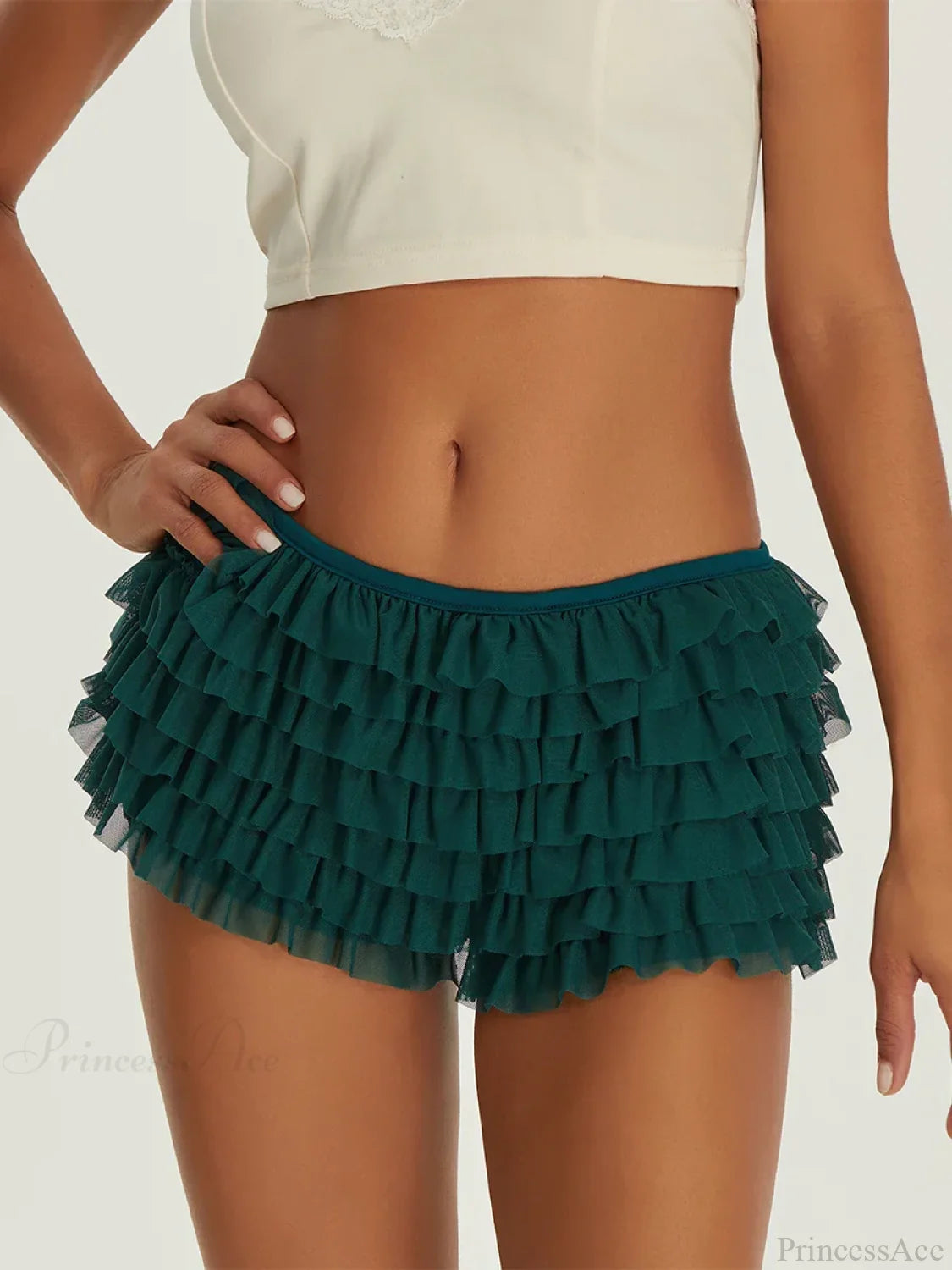 Ruffled Tiered Back Bow Short short-250223