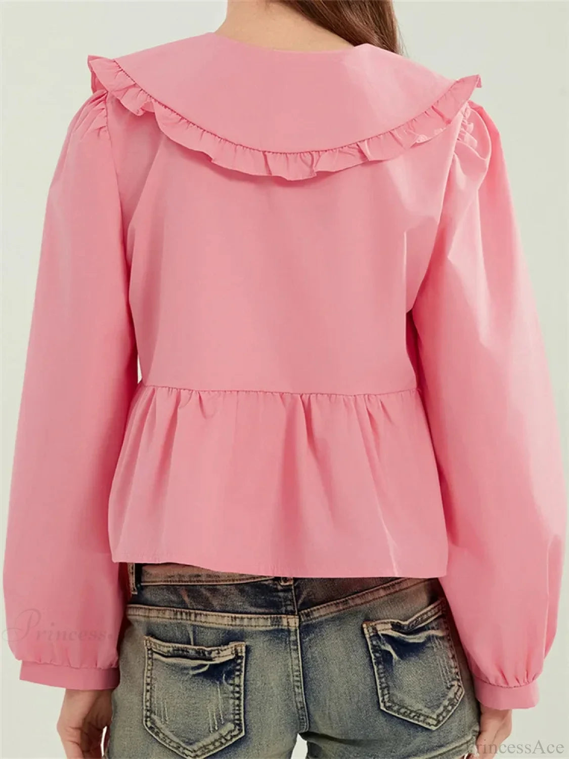 Ruffled Turn-Down Neck Tie-Up Blouse blouse-250223
