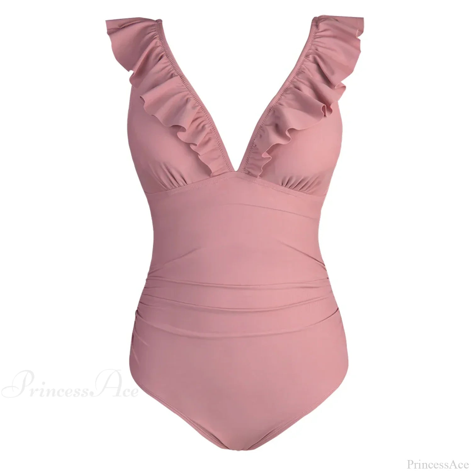 Ruffled V-neck Lace Up Monokini One Piece Set color6 / XS