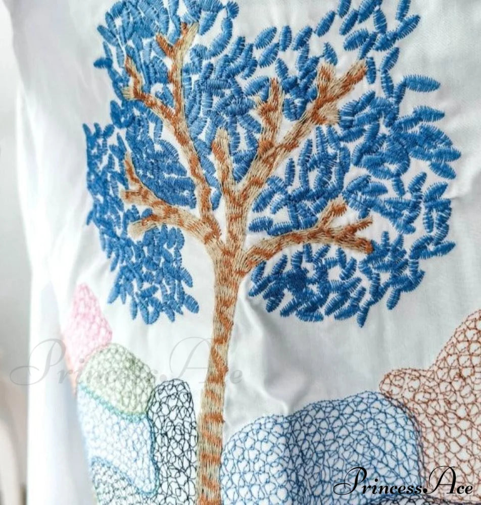 Sana Embroidered Shirt Tops & Blouses