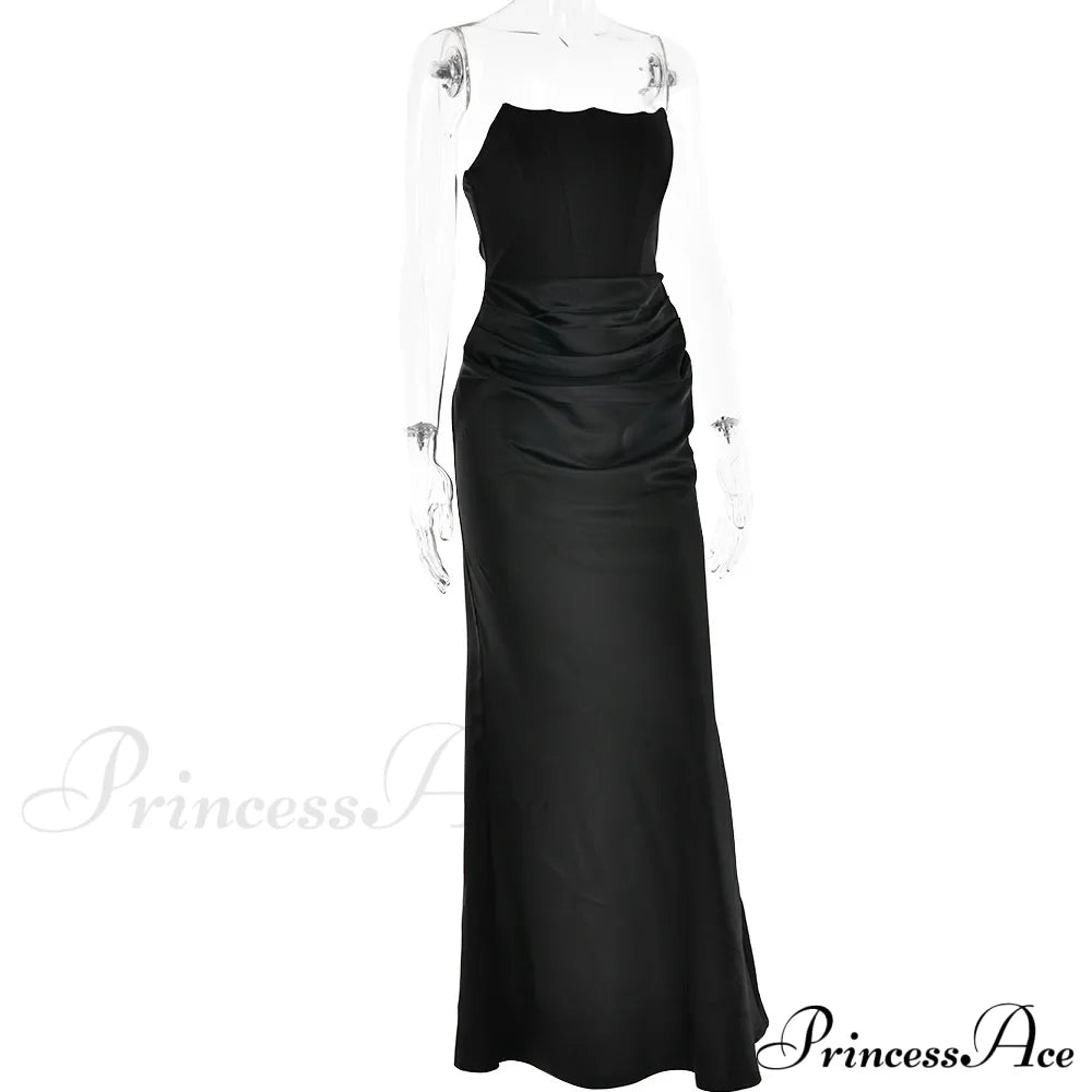 Satin Corset Stylish Maxi Dress Solid Long