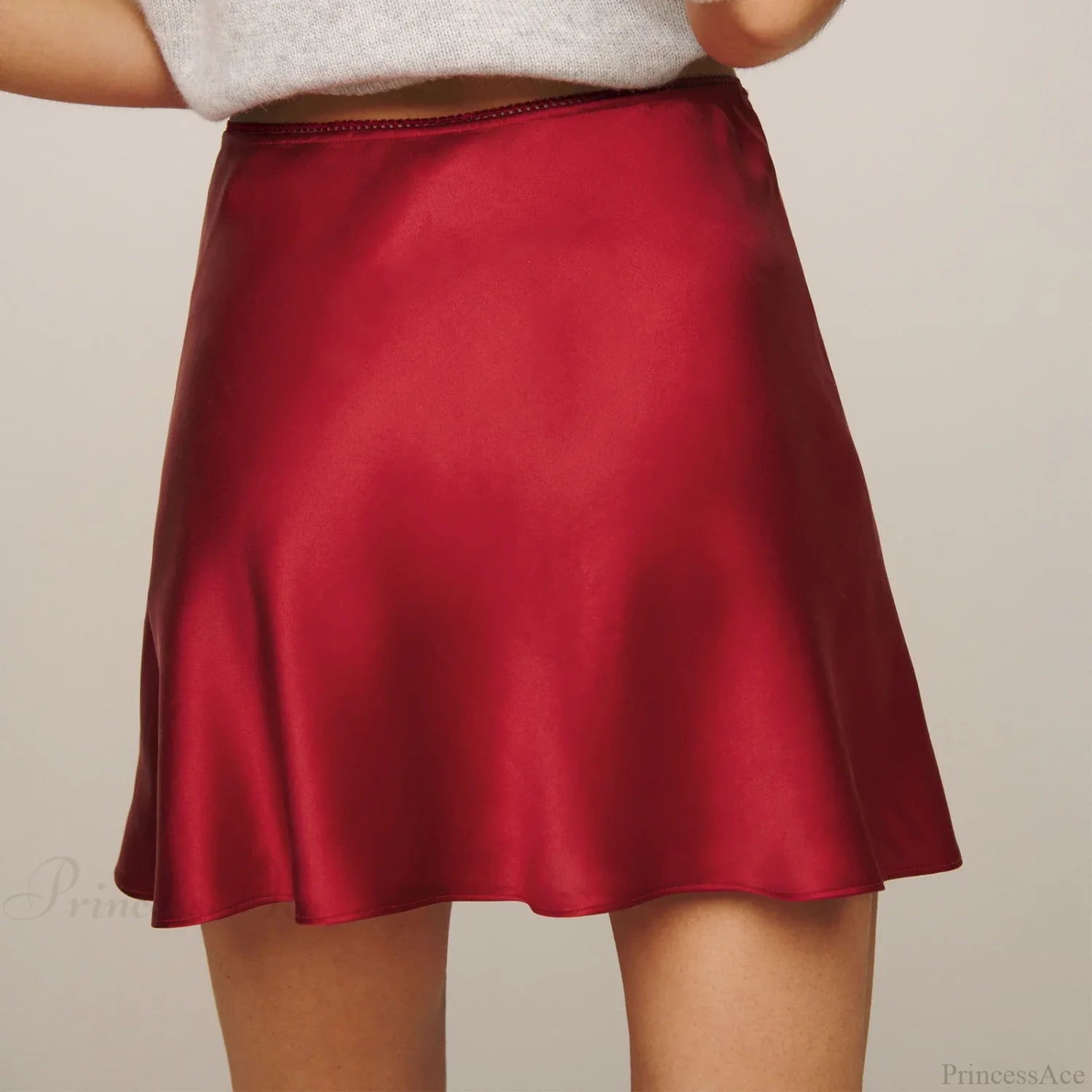 Satin Lace Bow Flared Skirt skirts-250223