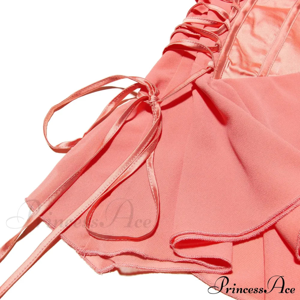 Satin Lace Up Charming Bandage Strapless Mini Dress