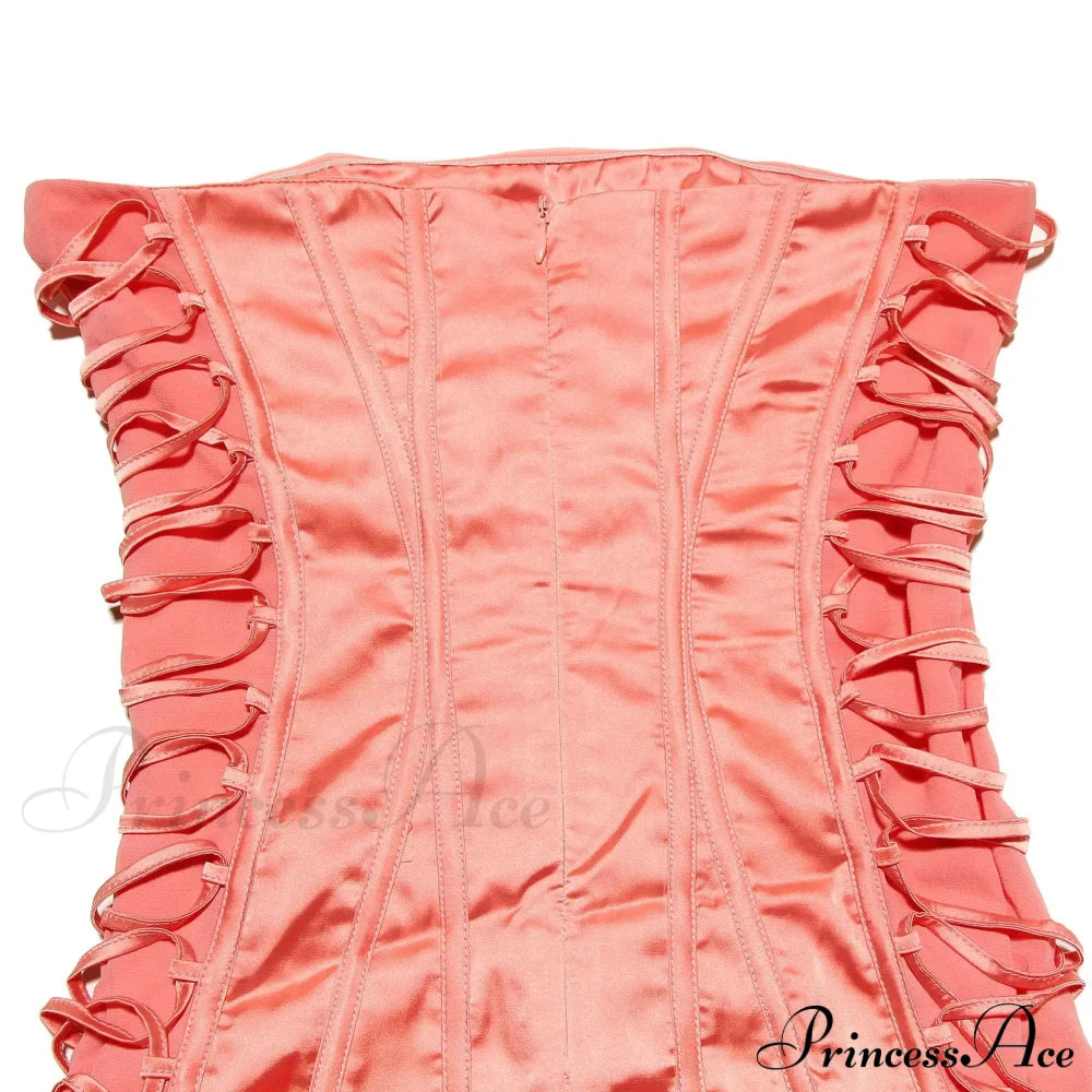 Satin Lace Up Charming Bandage Strapless Mini Dress