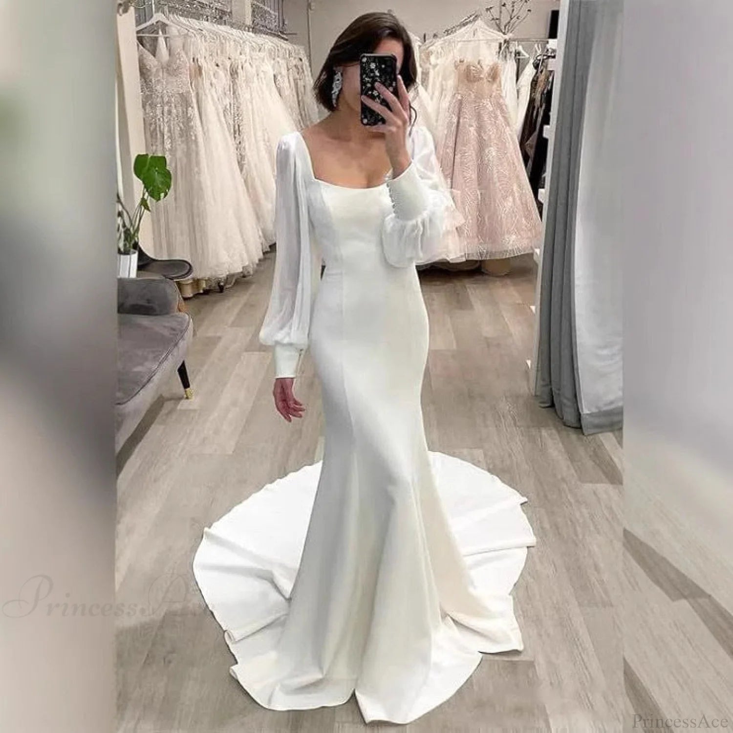 Satin Mermaid Outdoor Bridal Wedding Dress weddingdress-250223