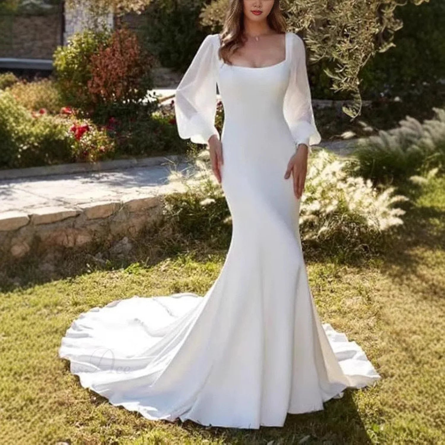 Satin Mermaid Outdoor Bridal Wedding Dress weddingdress-250223