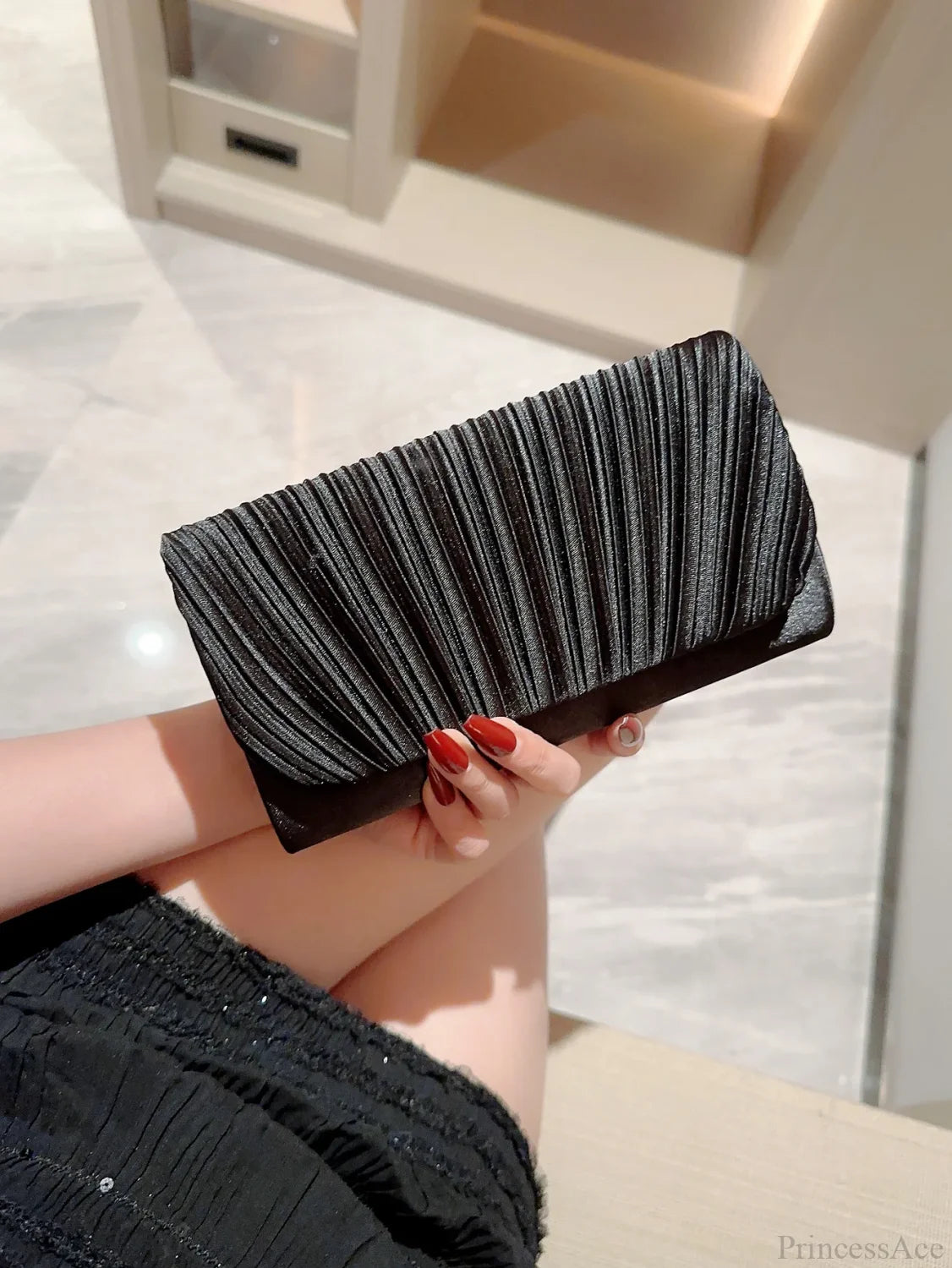 Satin Pleated Rhinestone Wedding Evening Clutch Bag 042hei clutchbag-250126