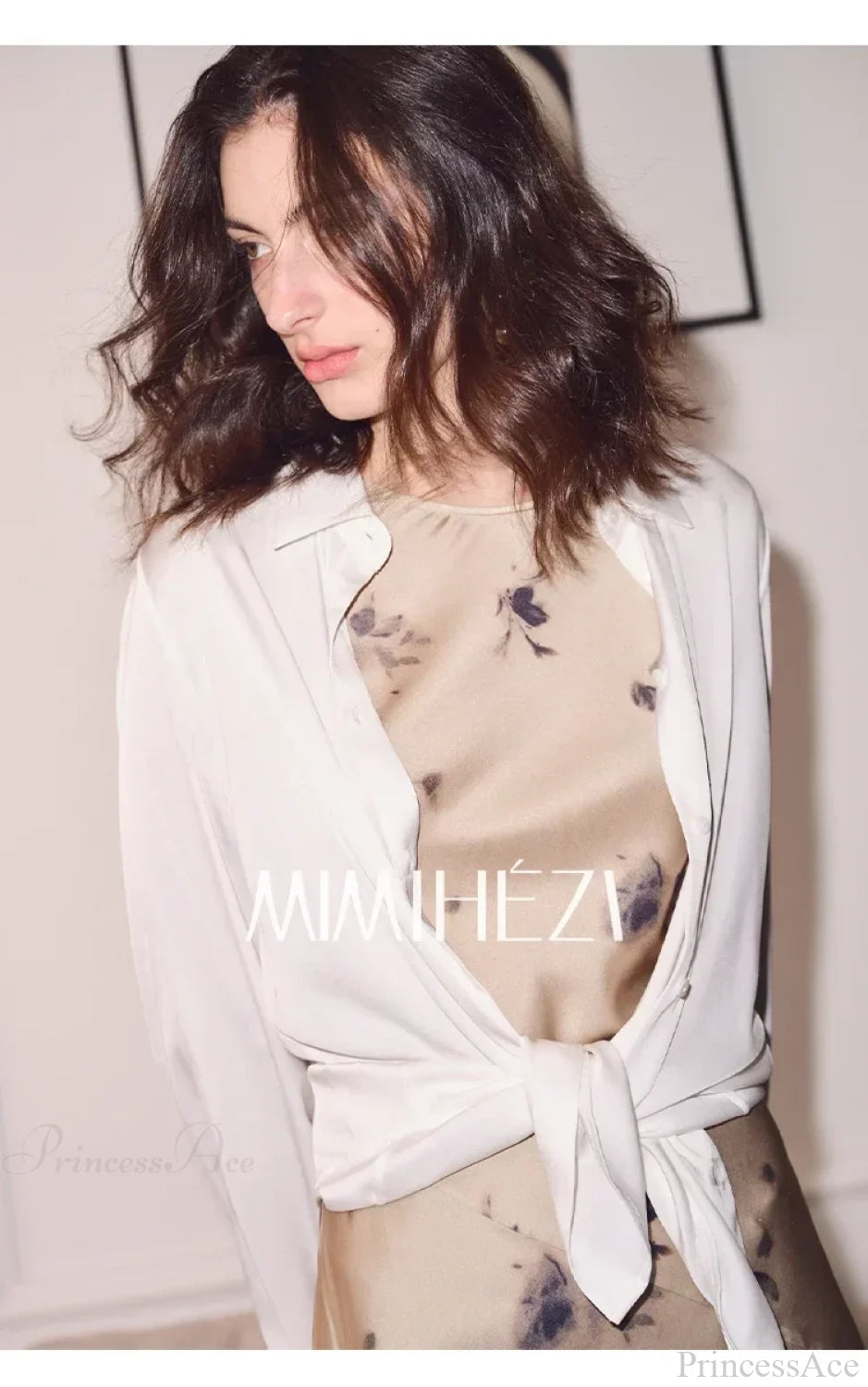 Satin Solid Long Sleeve Polo Neck Blouse WHITE / S blouse-250223