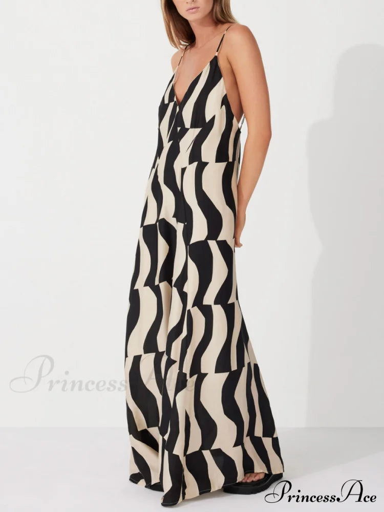 Scooped Back Relaxed Charming Fit Style Maxi Dress Dresses