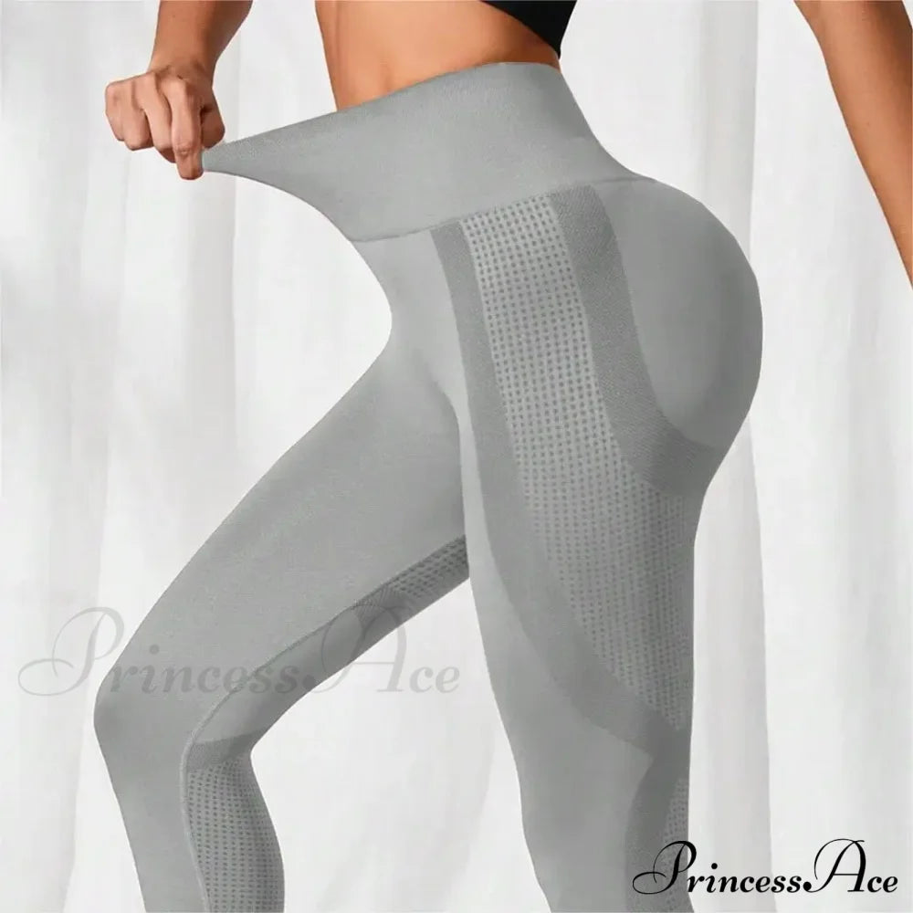 Seamless High Elastic Knitting Gym Fashion Legging Gray / Xs