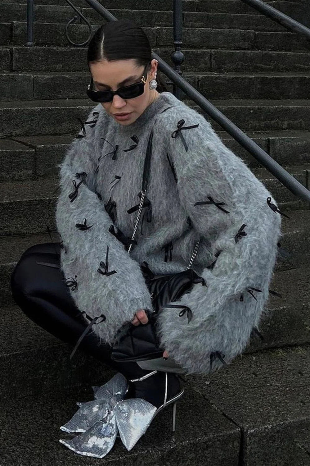 Seamoss Bowknot Warm Knit Sweater