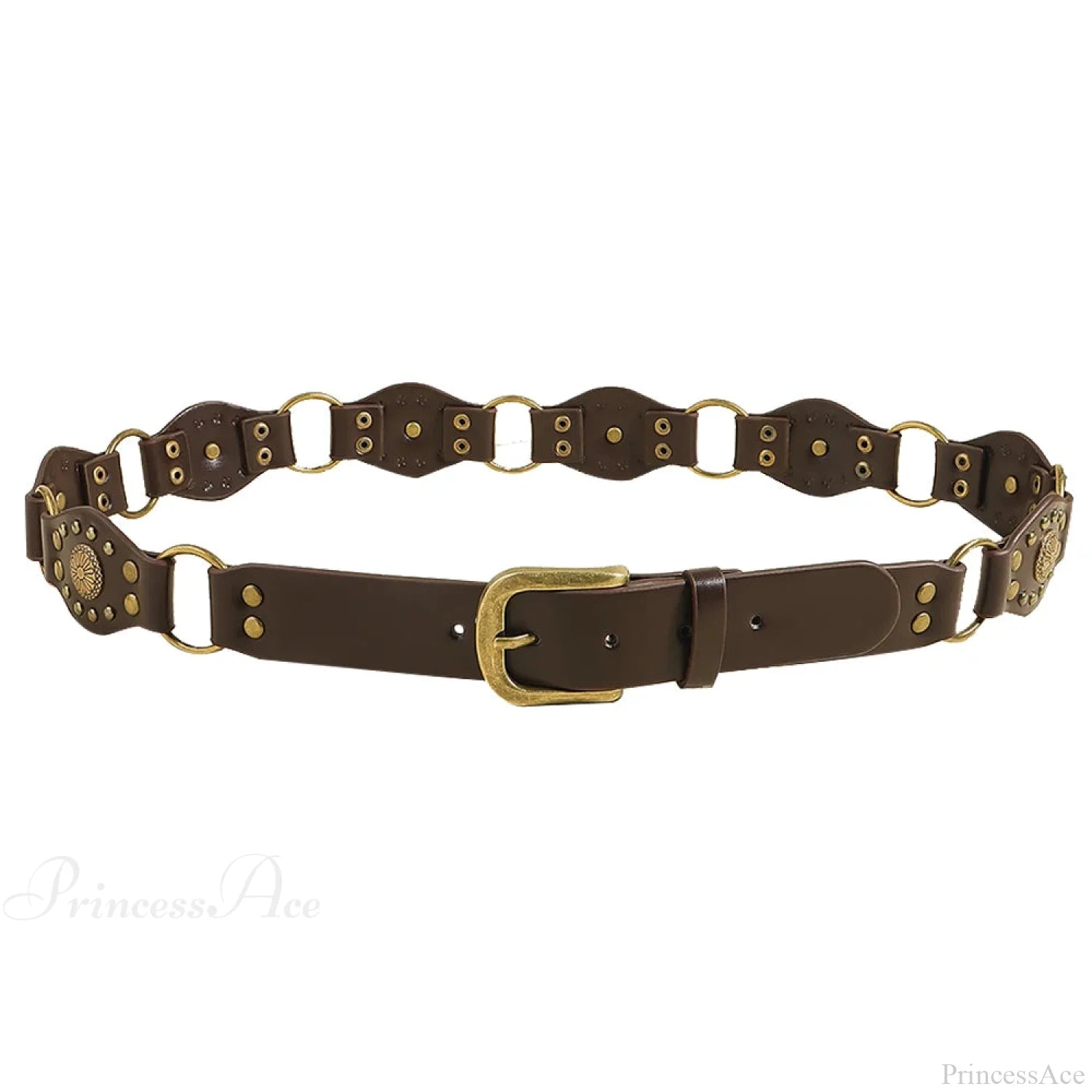 Seasoning Female Gothic Rivet Slim-Fit Belt Ancientcoffee / 110cm