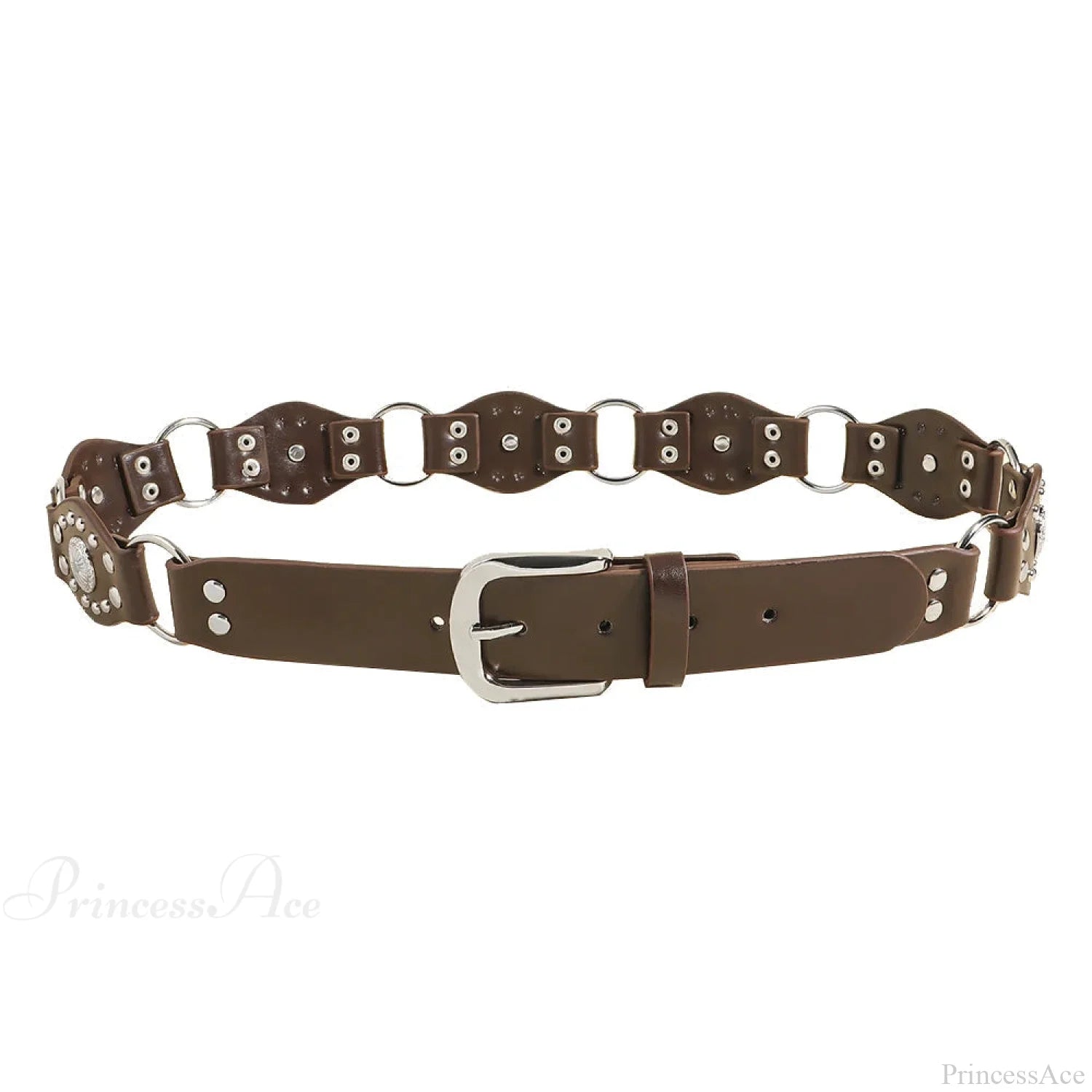 Seasoning Female Gothic Rivet Slim-Fit Belt Coffeesilver / 110cm