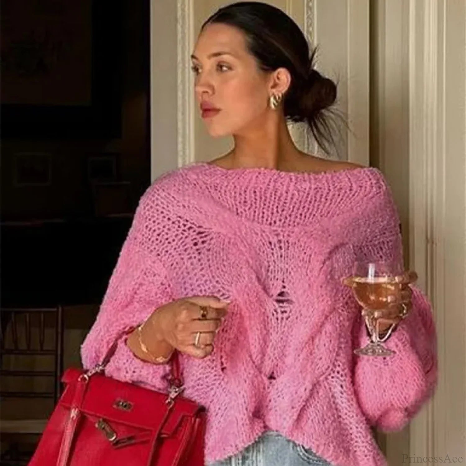 See-through Casual Loose Y2K Knitted Sweater