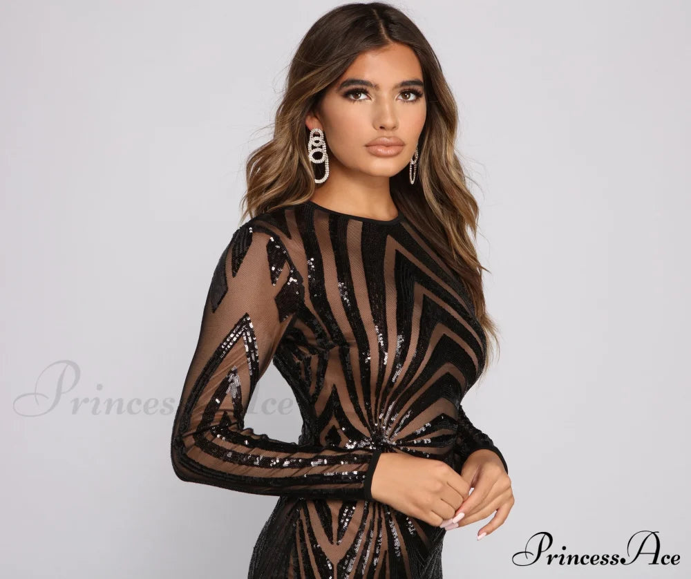 Sequin Beauty Long Charming Sleeve Mini Dress Dressy Dresses