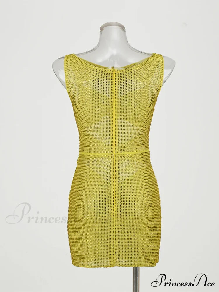 Sequin Flower Details Cut Graceful Out Bodycon Mini Dress