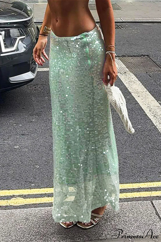 Sequin High Waist Slim Skirt