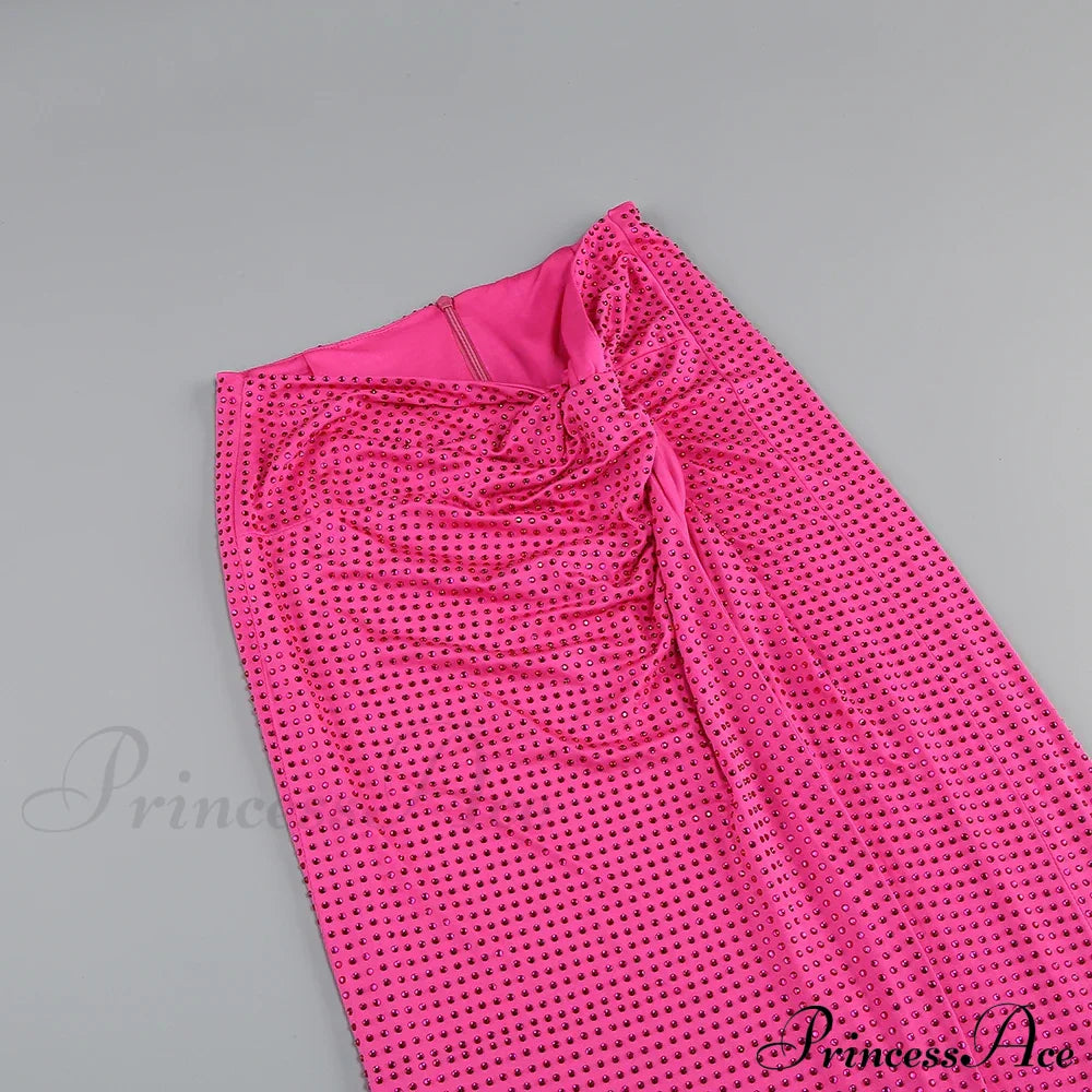 Sequin Open Back Tie Up Crop Modern Top And Wrap Midi Skirt Set High Split Suits