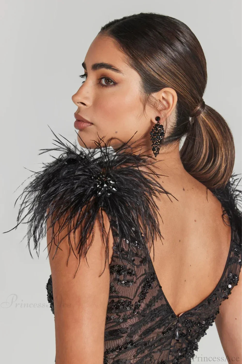 Sequined V-Neck Party Dress Partydress-241208