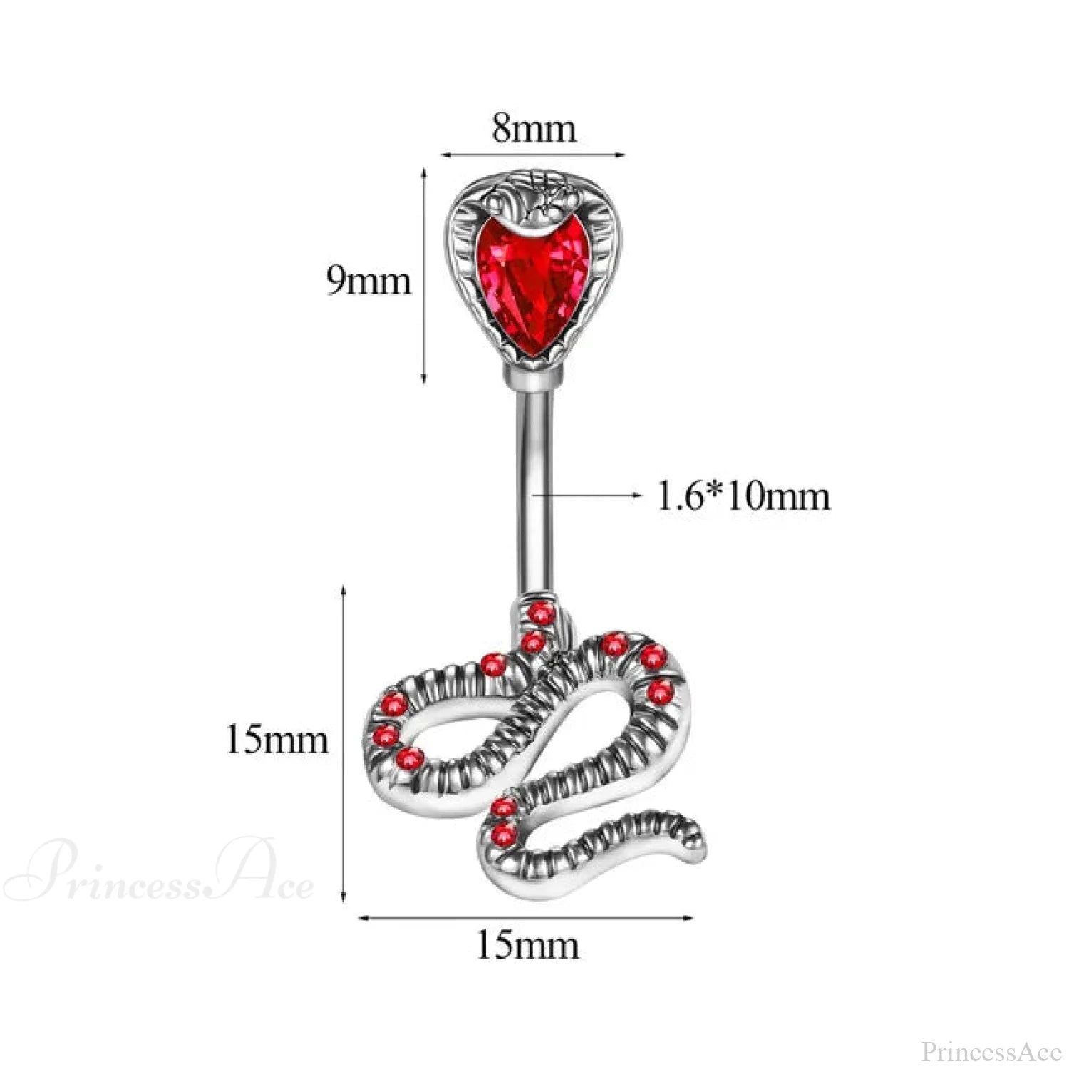 Serpent Crystal Bloom Dark Belly Ring silver3
