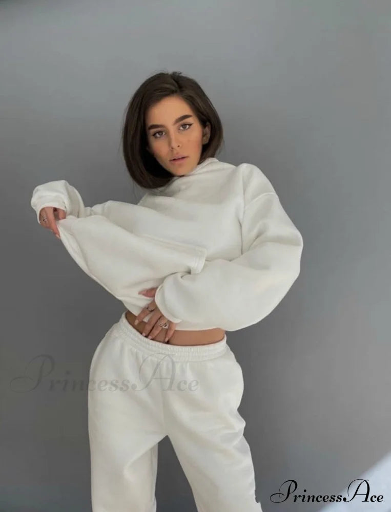 Set Autumn Tracksuit Spring Sweatshirt Wide Pants Top Women’s And Leg Hooded Casual Sportswear