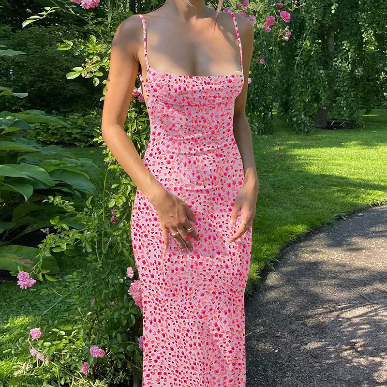 Sexy Backless Slimming Beach Floral Dress floraldress-250126