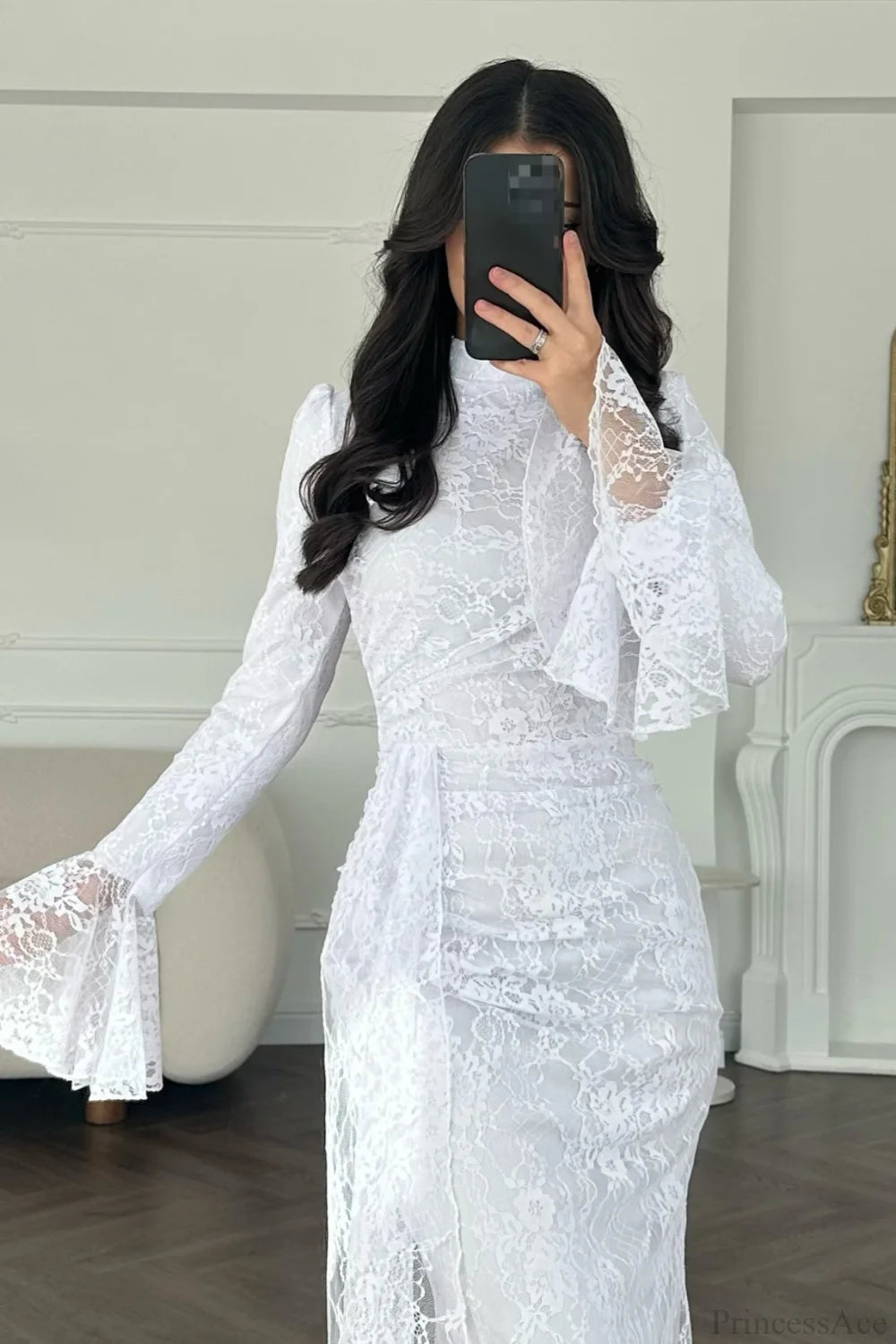 Sexy Lace Long Sleeve Bodycon Maxi Wedding Dress