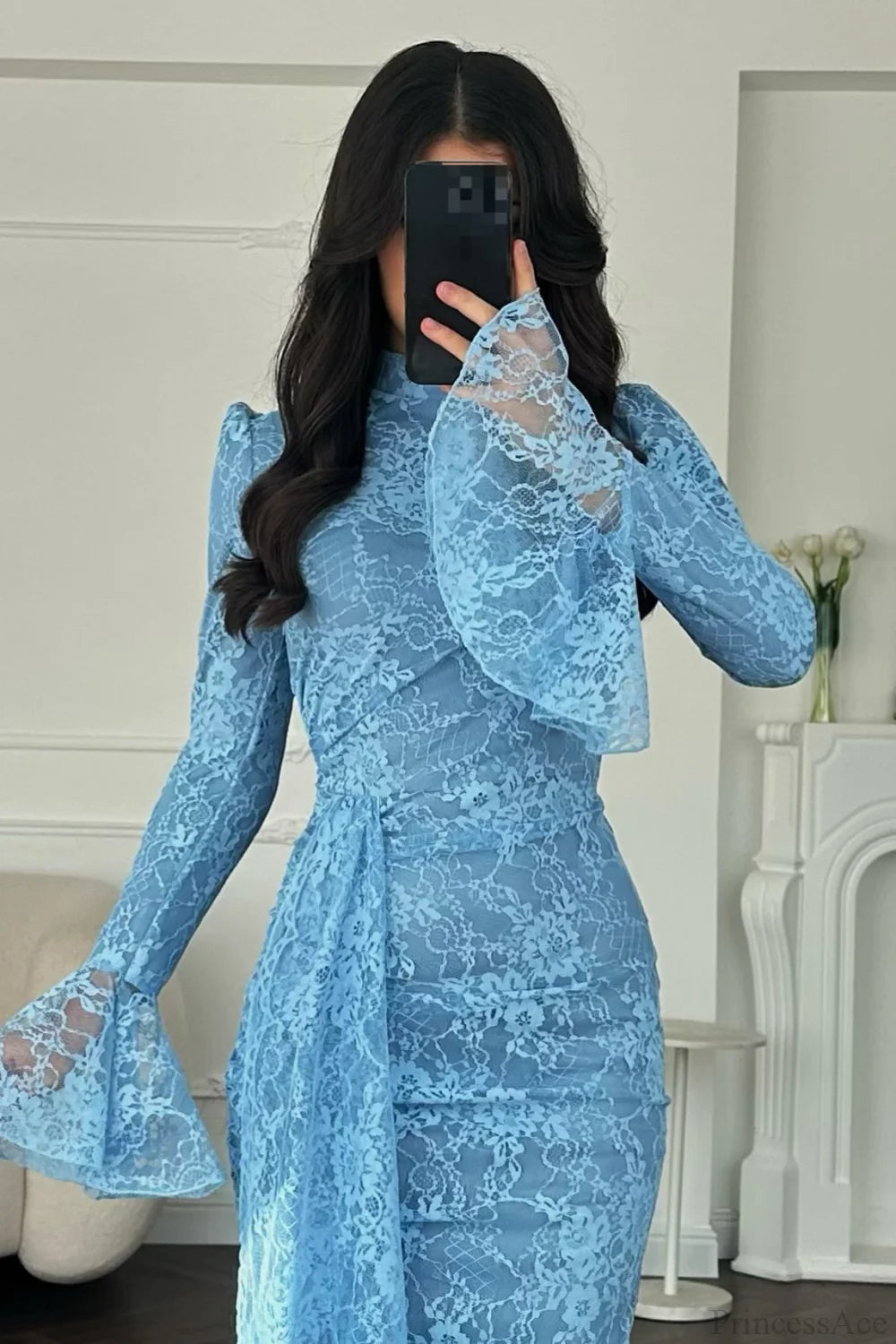 Sexy Lace Long Sleeve Bodycon Maxi Wedding Dress